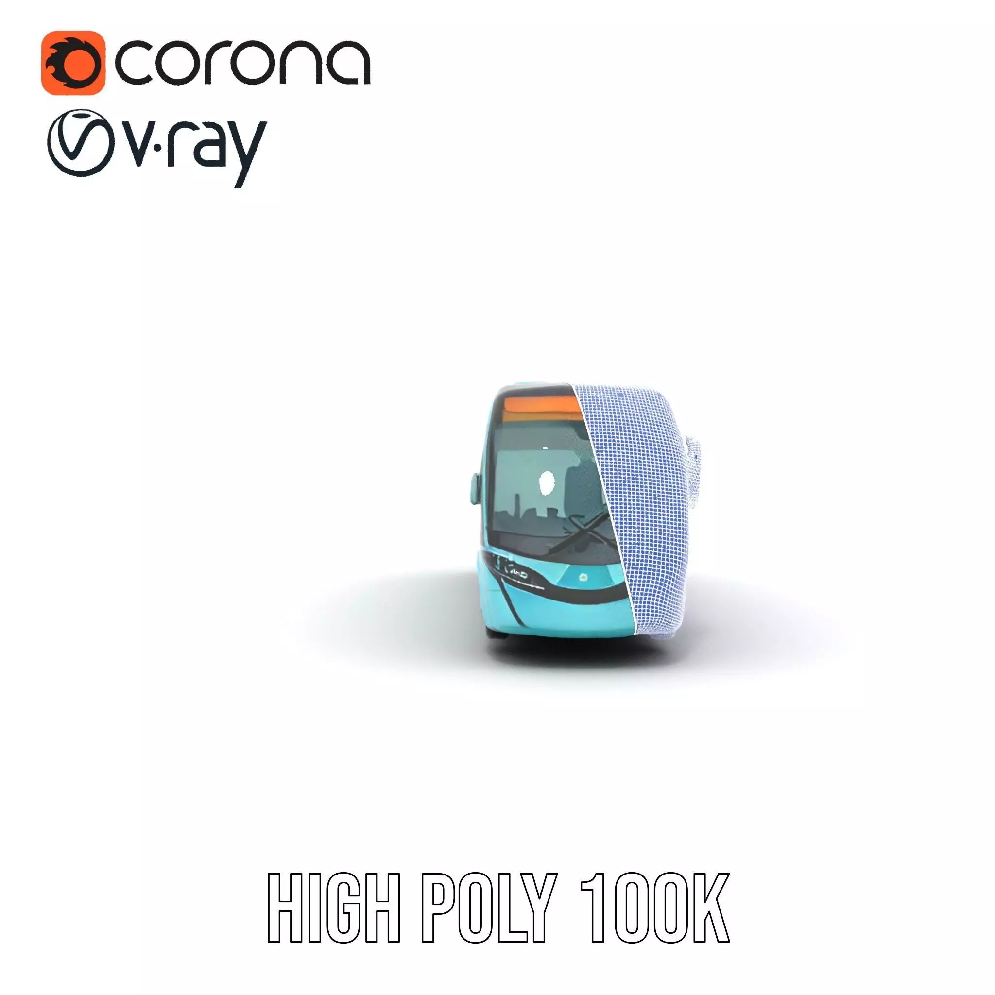 Teal City Bus model pack Low-poly 3D model_31