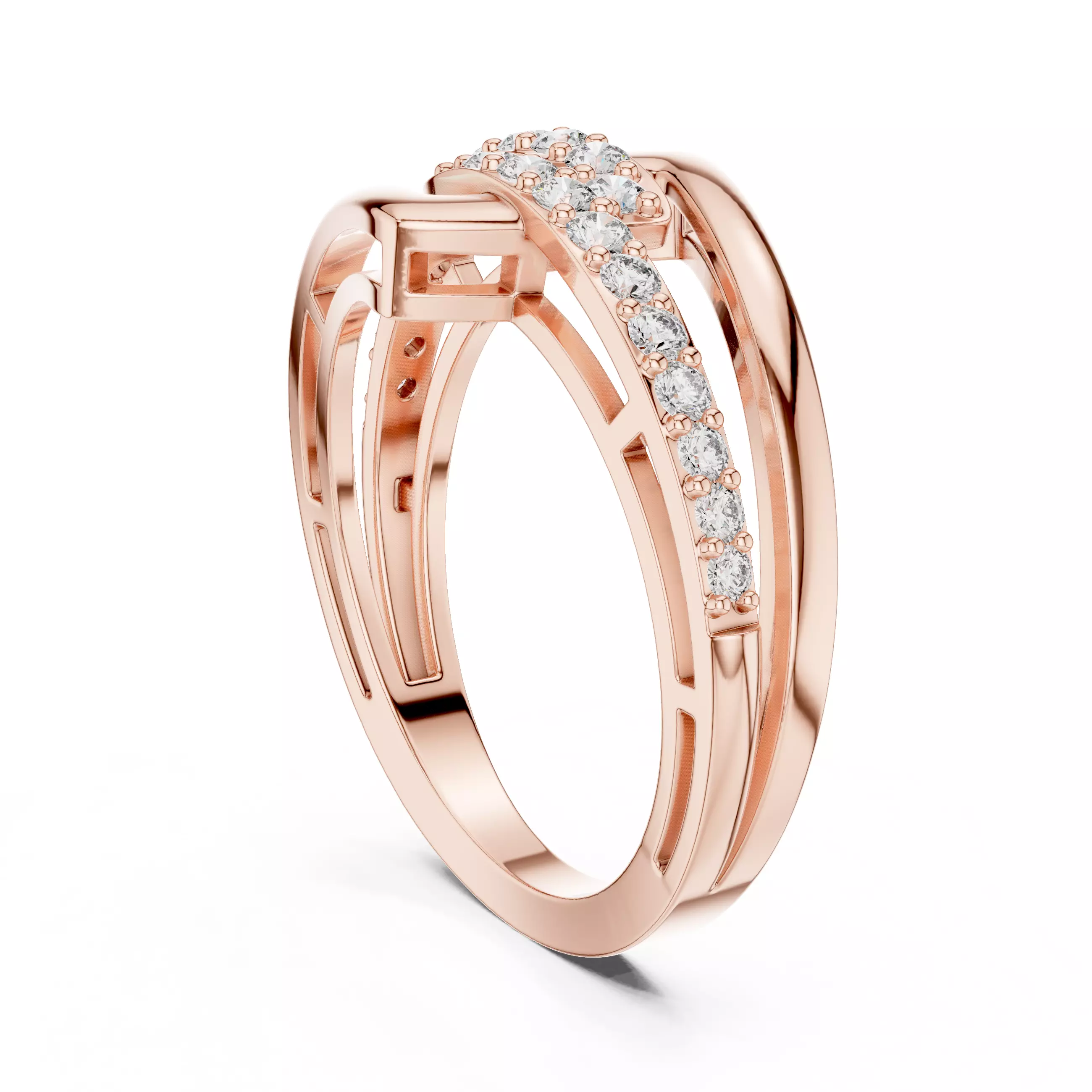 Round Diamond Standalone Stacking Wedding Band 3DM STL Video 3D print model_3