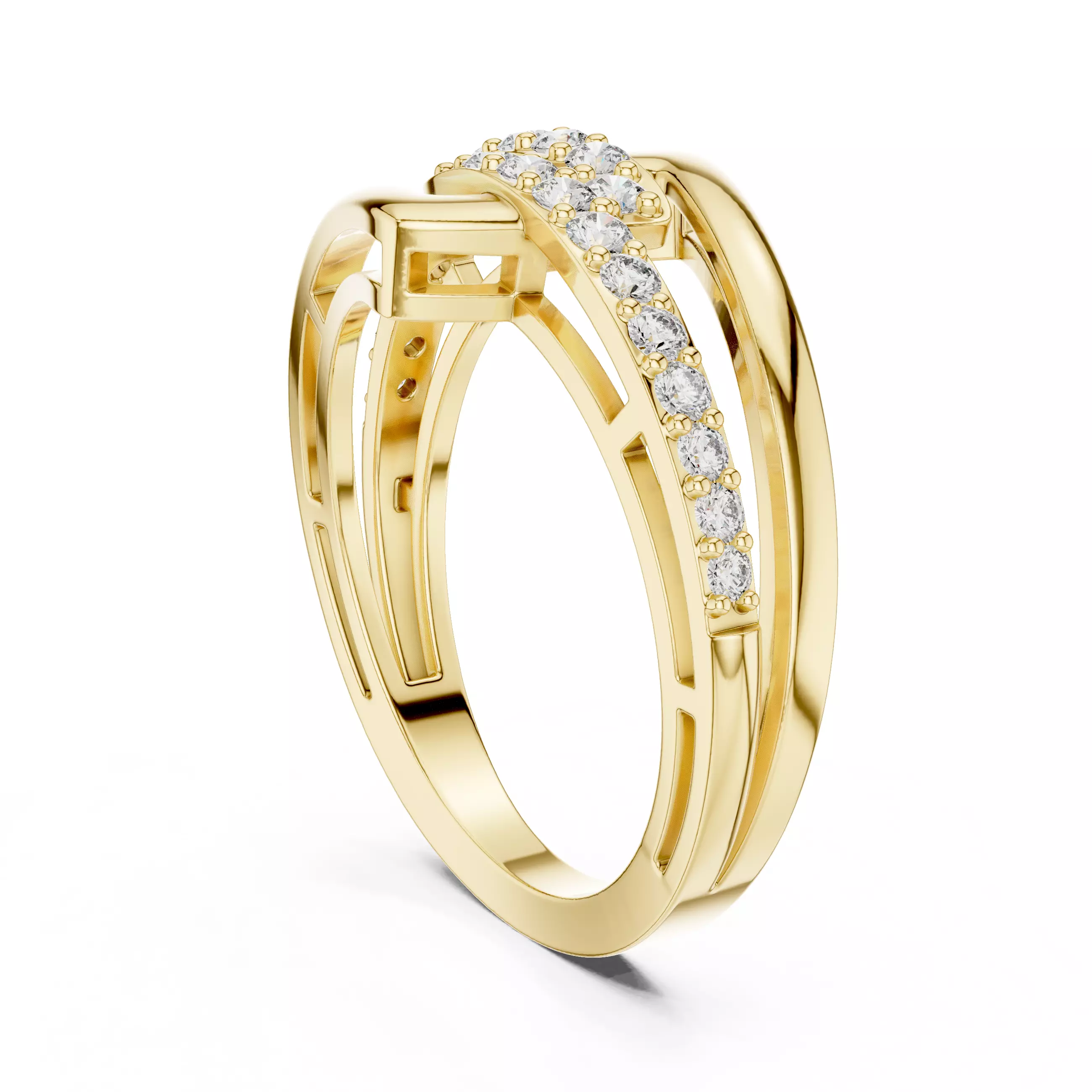 Round Diamond Standalone Stacking Wedding Band 3DM STL Video 3D print model_6