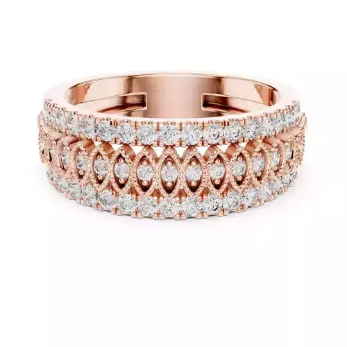 Round Diamond Marquise Milgrain Design Band 3DM STL Video