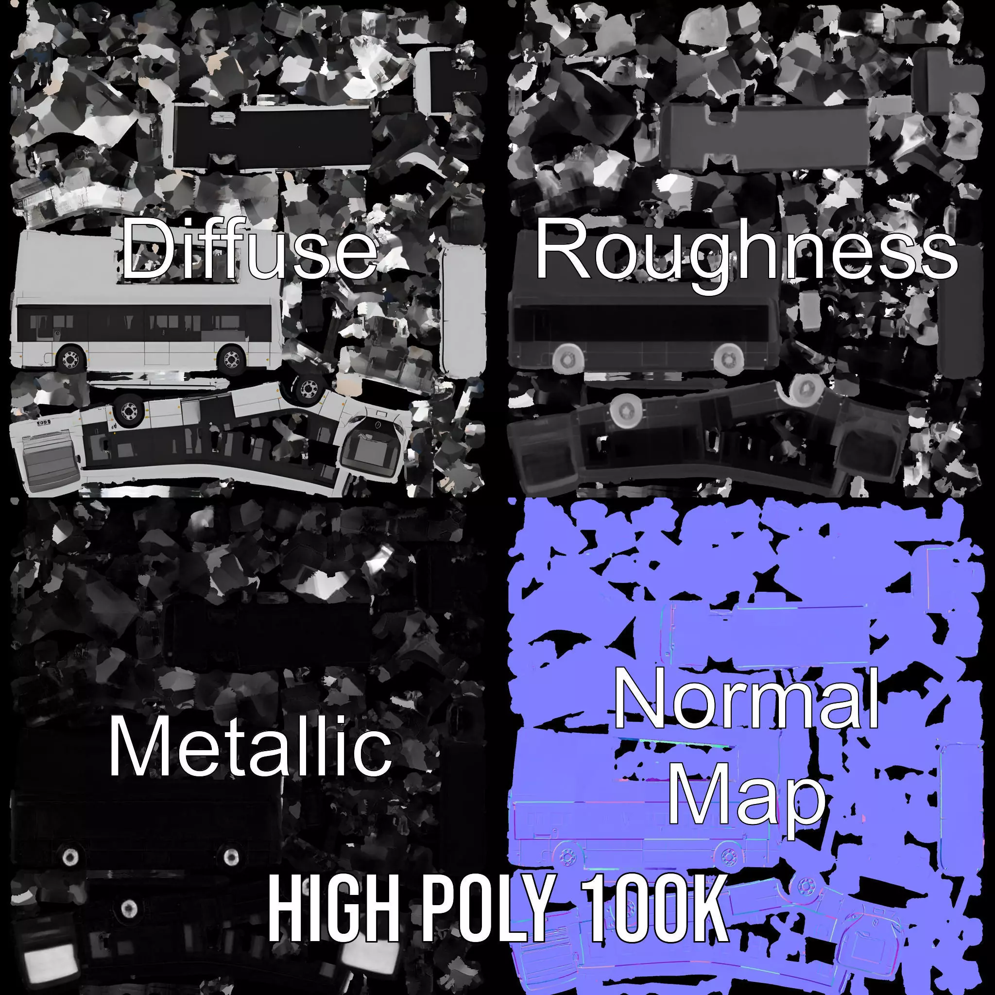 Modern Urban Bus model pack Low-poly 3D model_3