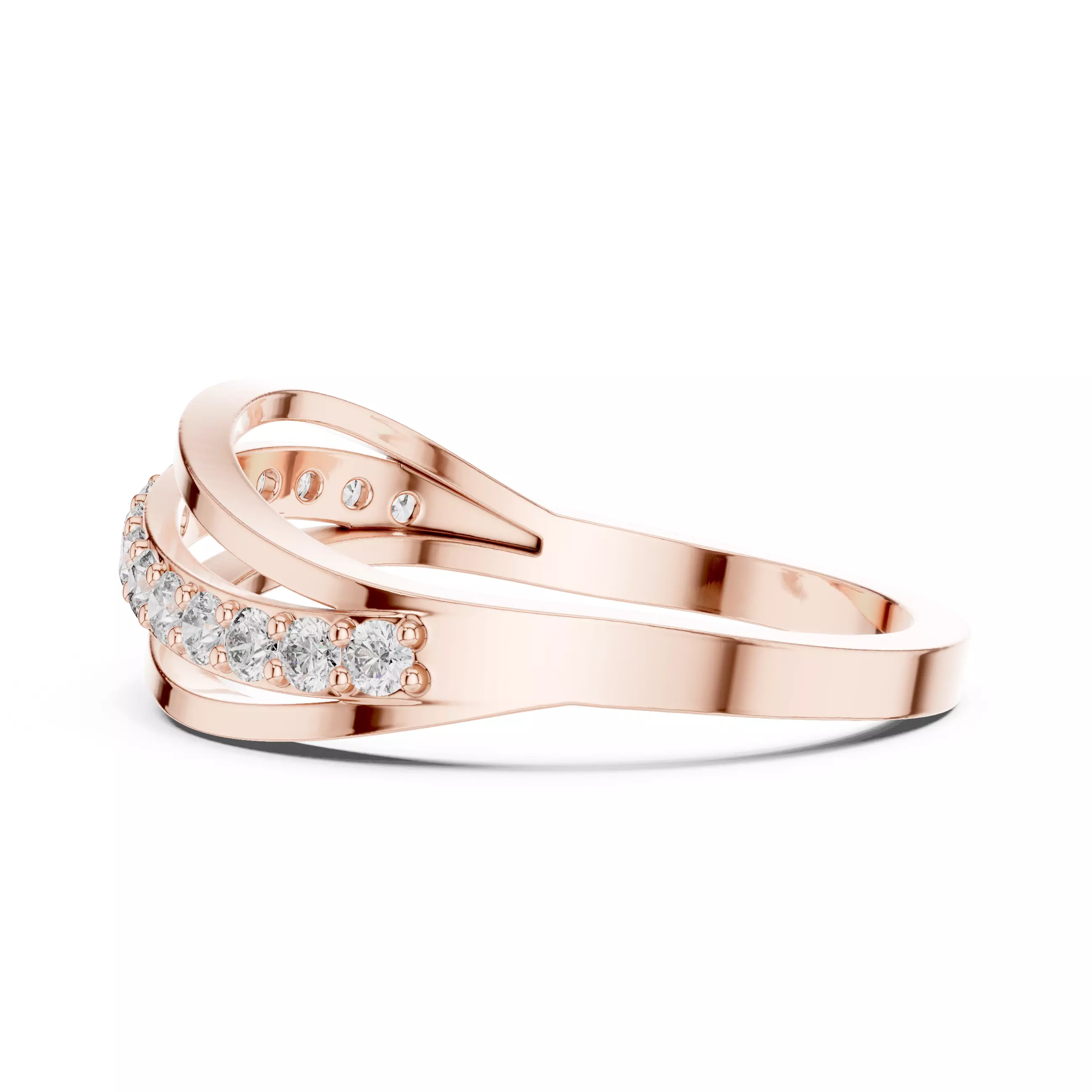 Round Cut Diamond Curve Shape Wedding Ring 3DM STL Video 3D print model_5