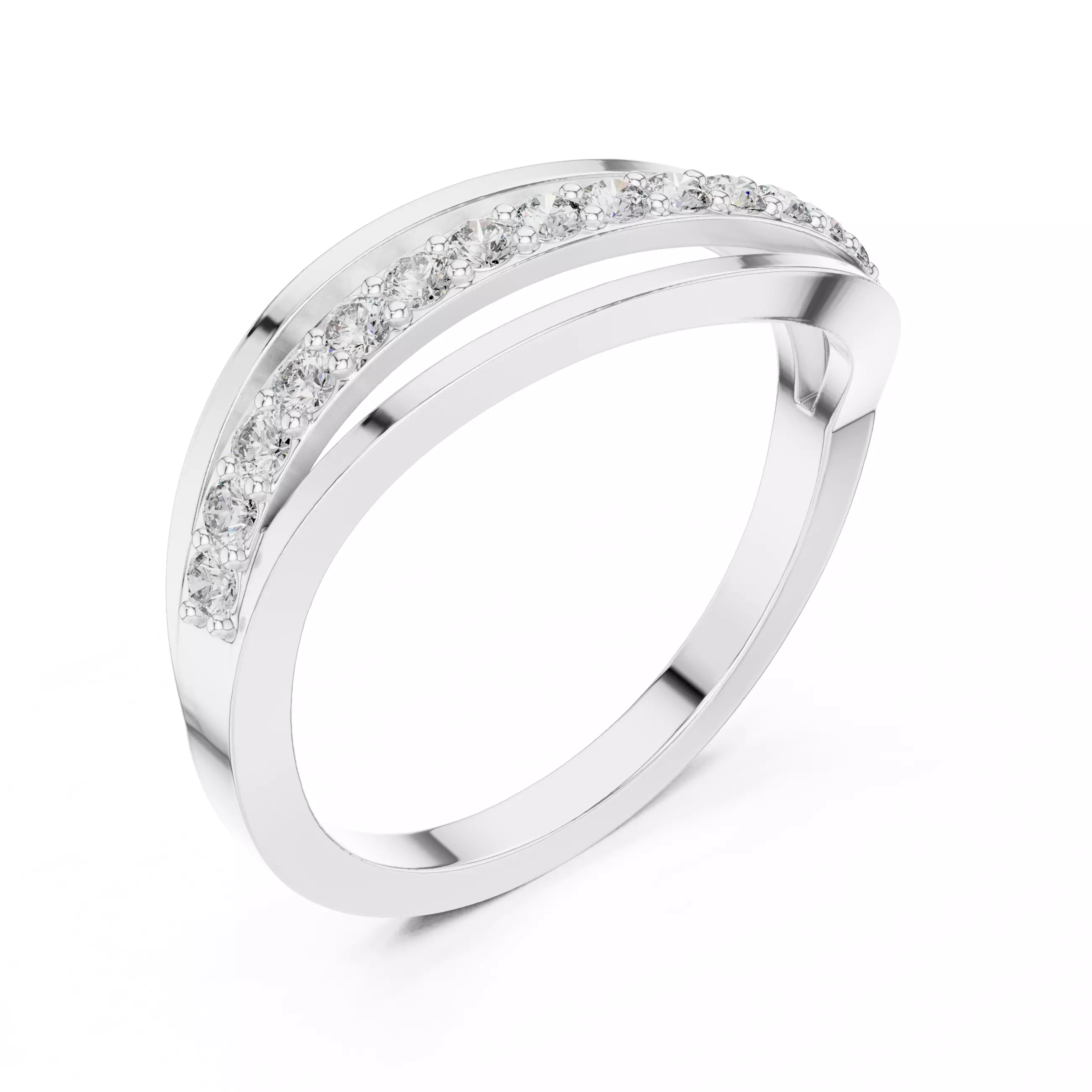 Round Cut Diamond Curve Shape Wedding Ring 3DM STL Video 3D print model_10