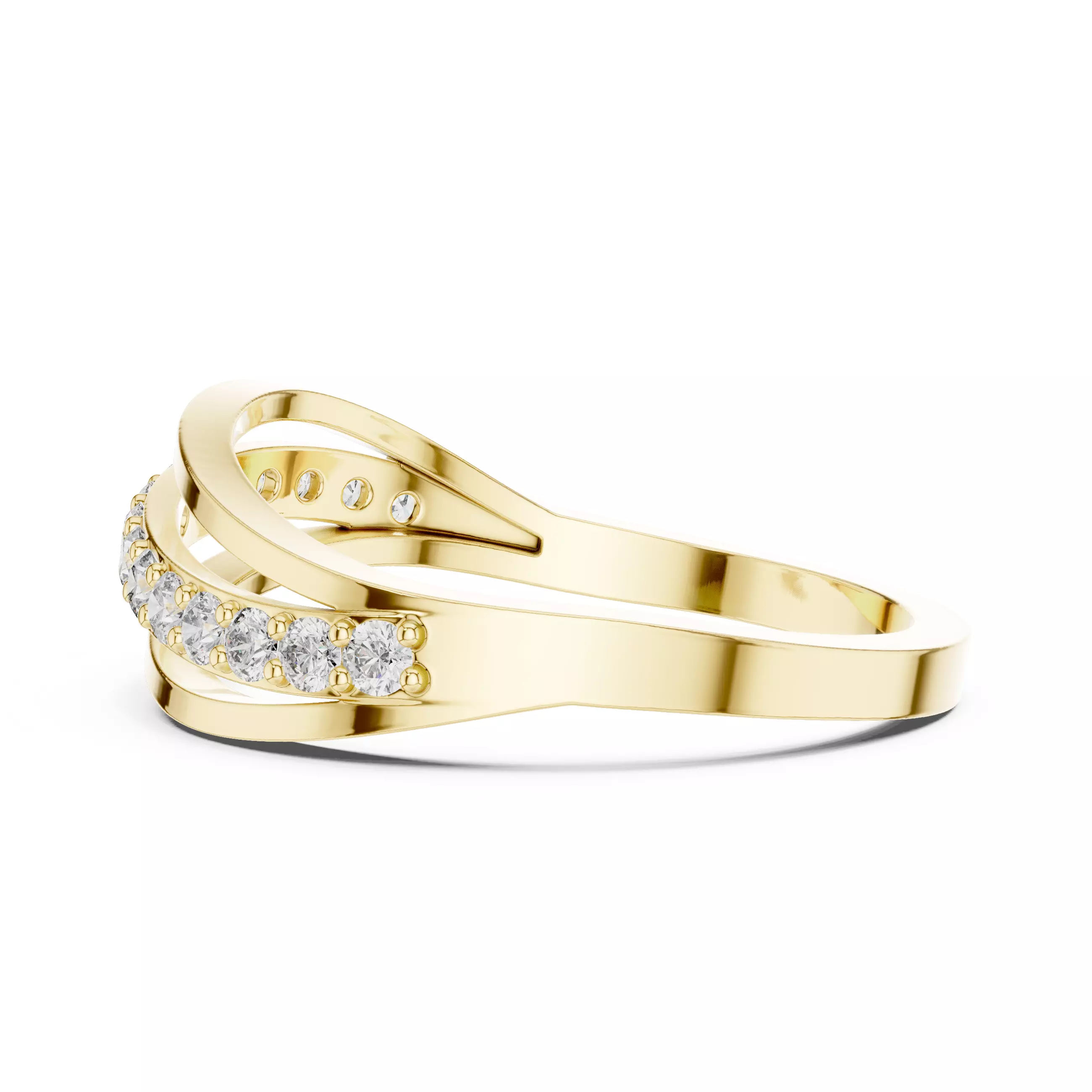 Round Cut Diamond Curve Shape Wedding Ring 3DM STL Video 3D print model_8