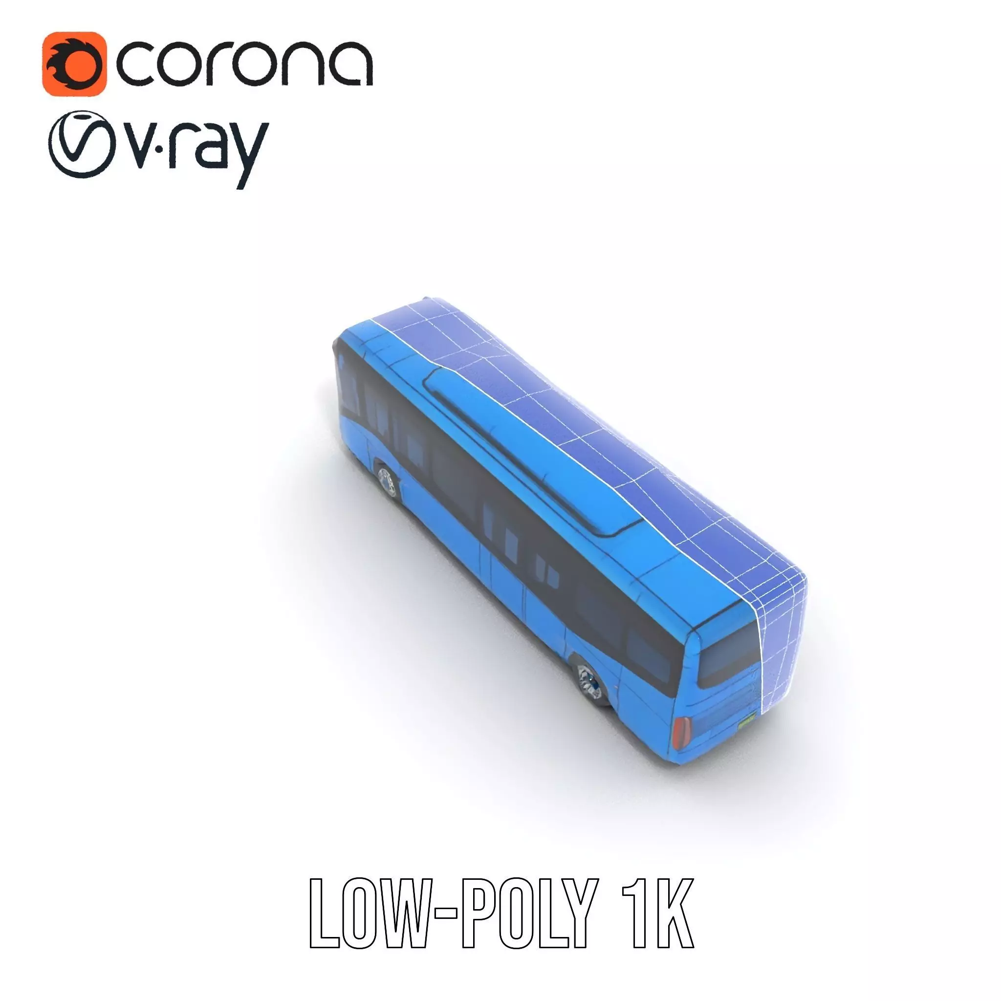 Blue Urban Bus model pack Low-poly 3D model_19