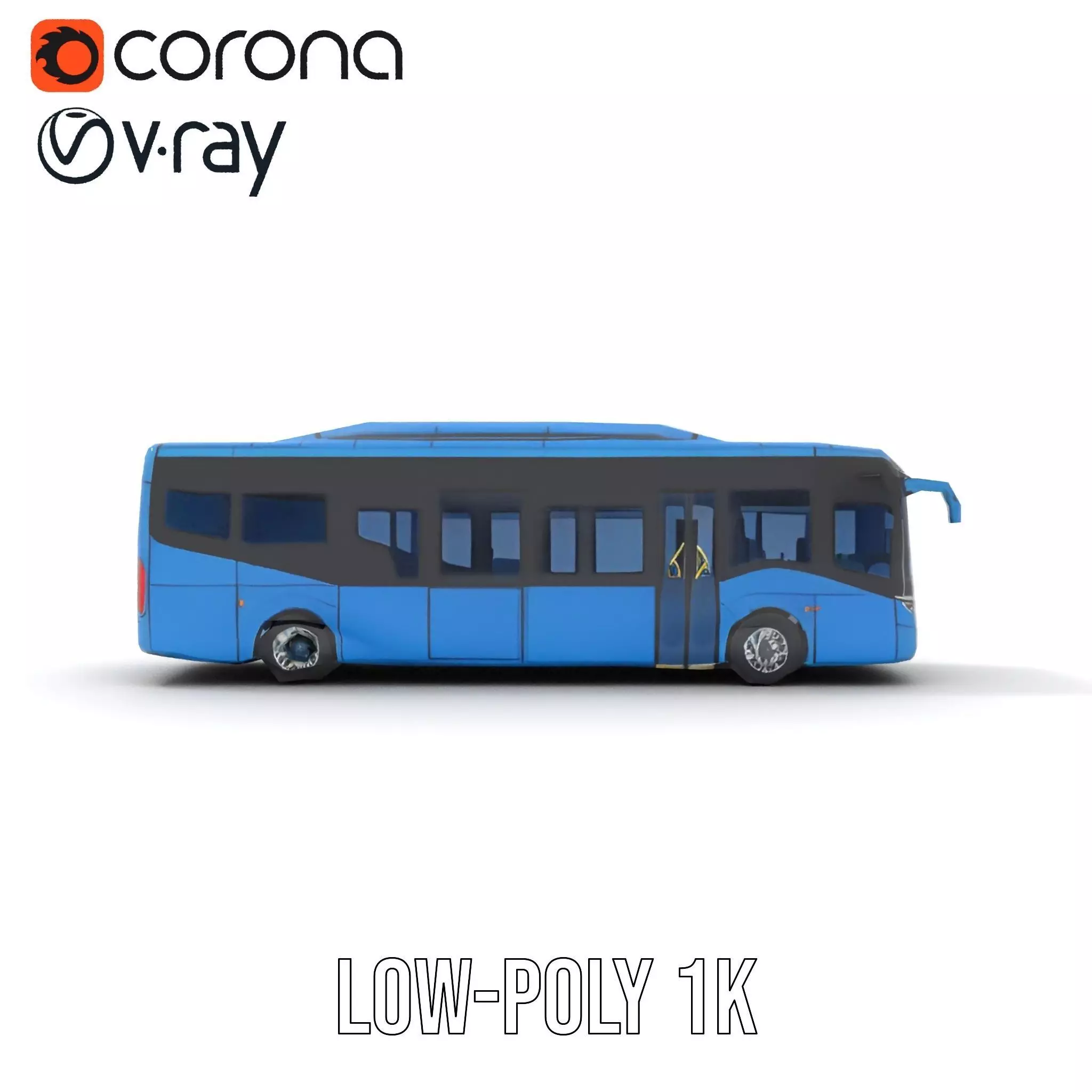 Blue Urban Bus model pack Low-poly 3D model_7