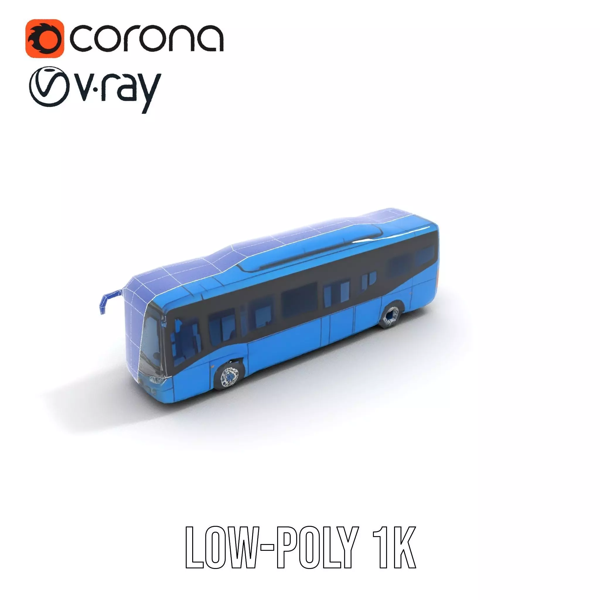 Blue Urban Bus model pack Low-poly 3D model_22