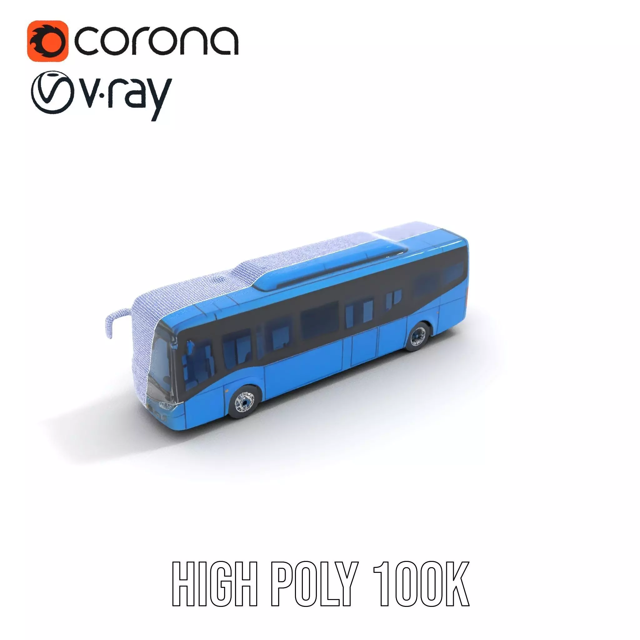 Blue Urban Bus model pack Low-poly 3D model_32