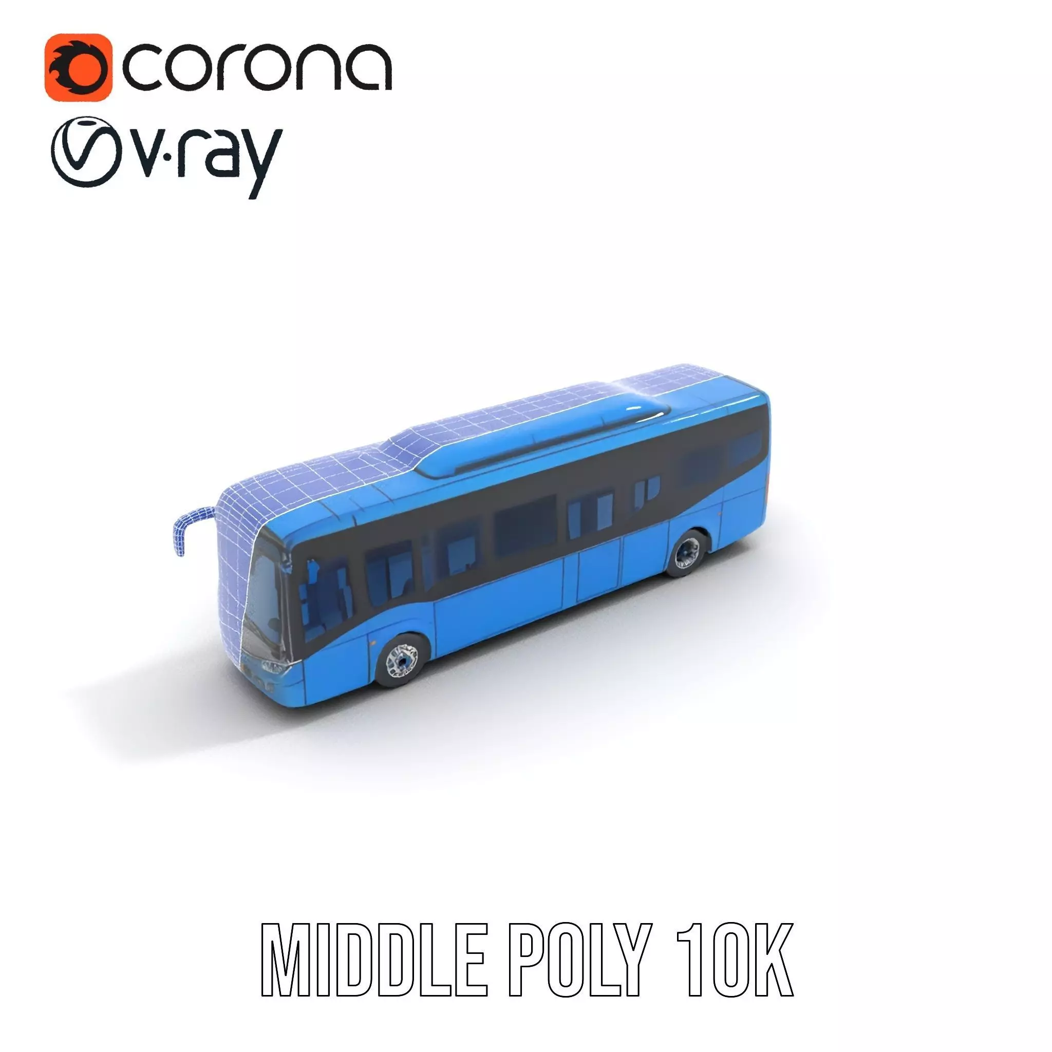 Blue Urban Bus model pack Low-poly 3D model_15