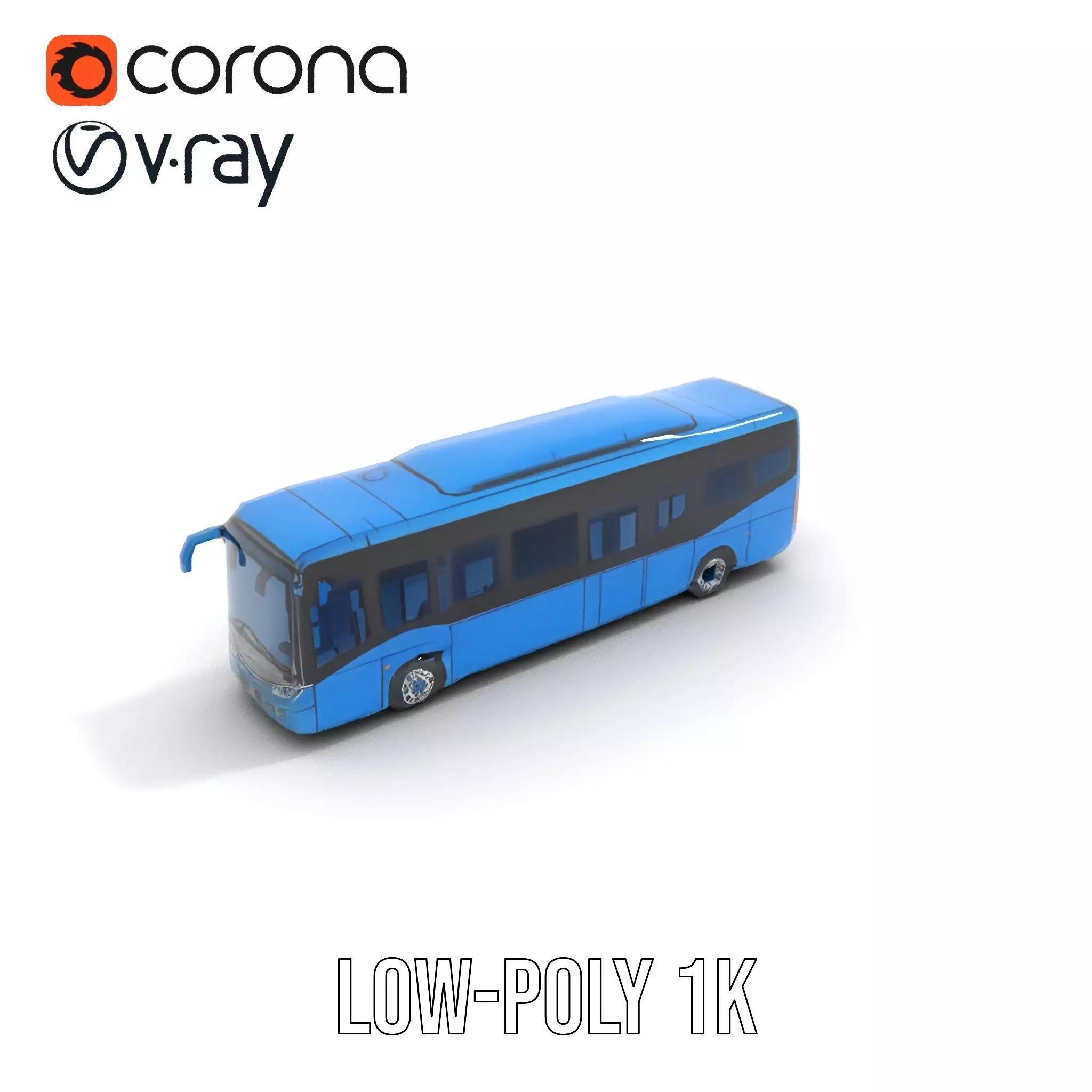 Blue Urban Bus model pack Low-poly 3D model_27