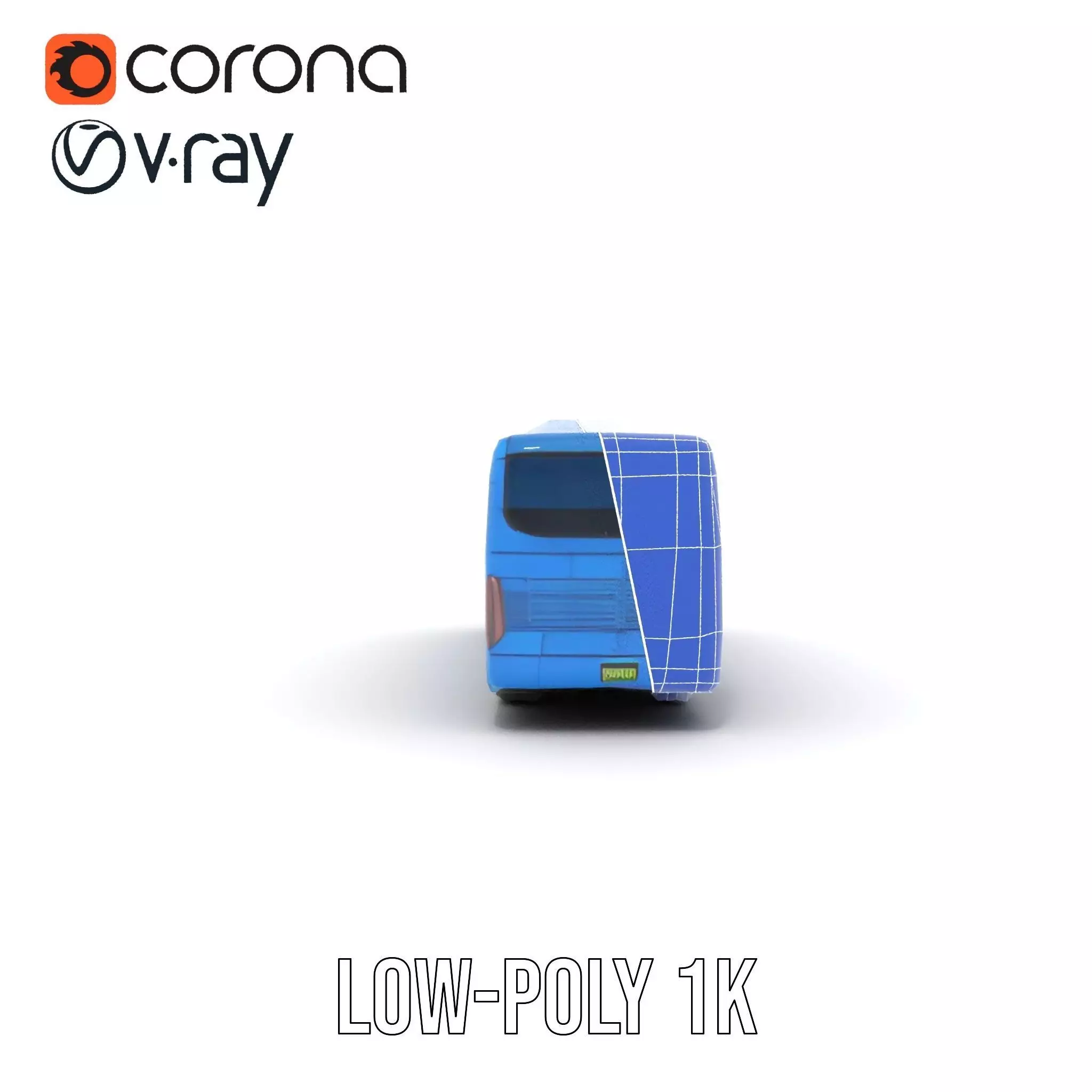 Blue Urban Bus model pack Low-poly 3D model_25