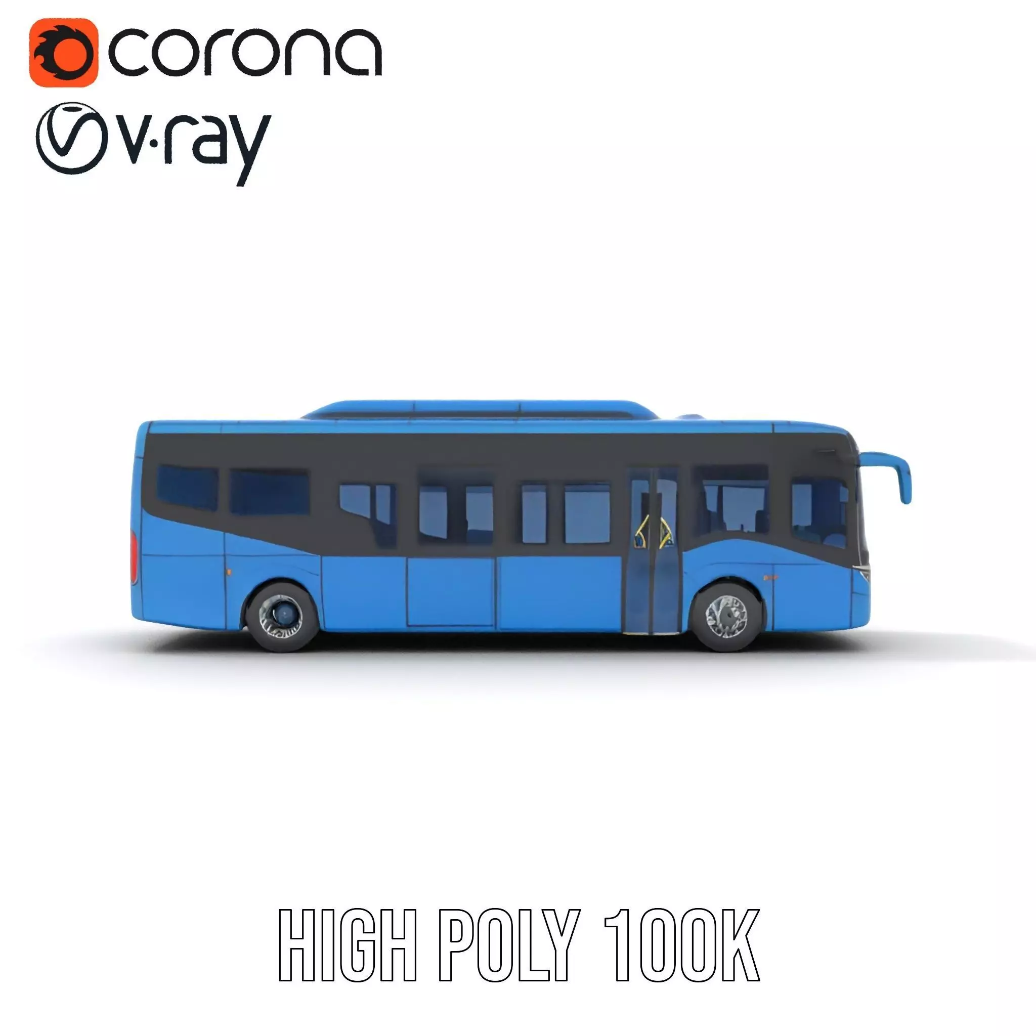 Blue Urban Bus model pack Low-poly 3D model_34