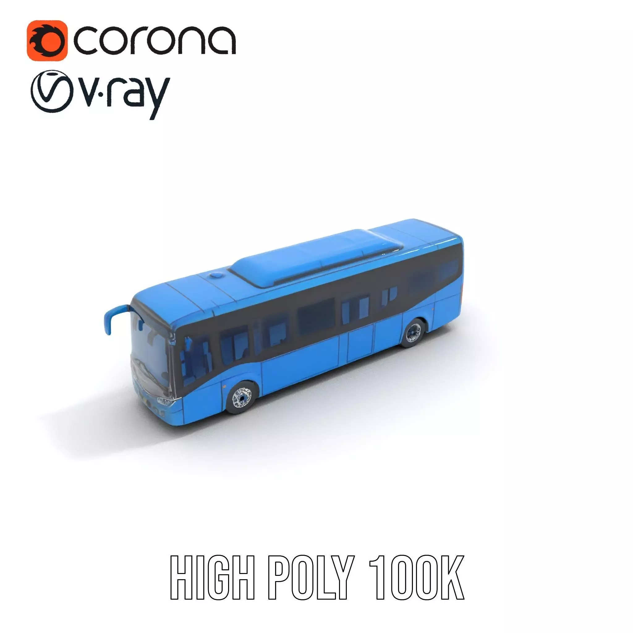 Blue Urban Bus model pack Low-poly 3D model_20