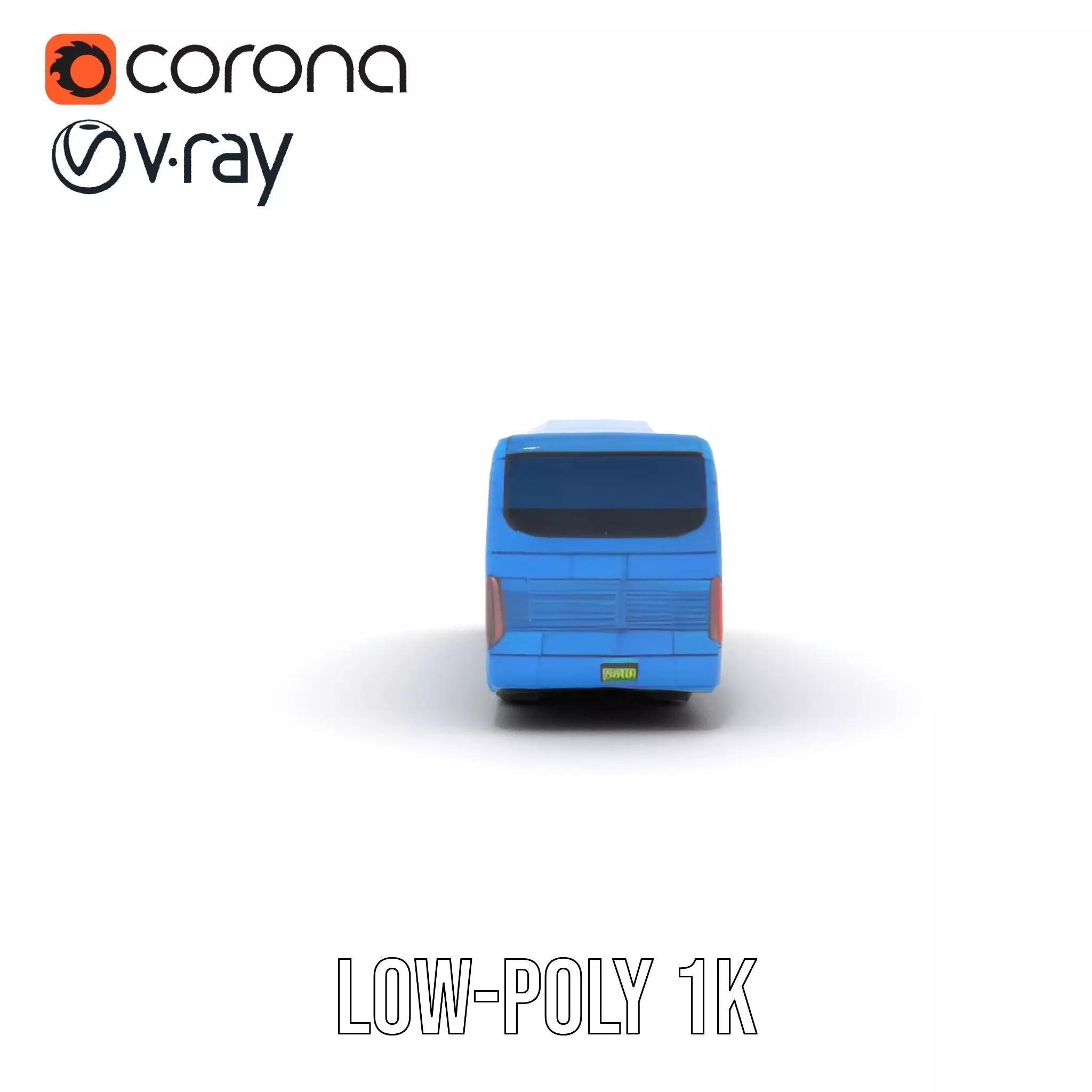Blue Urban Bus model pack Low-poly 3D model_12
