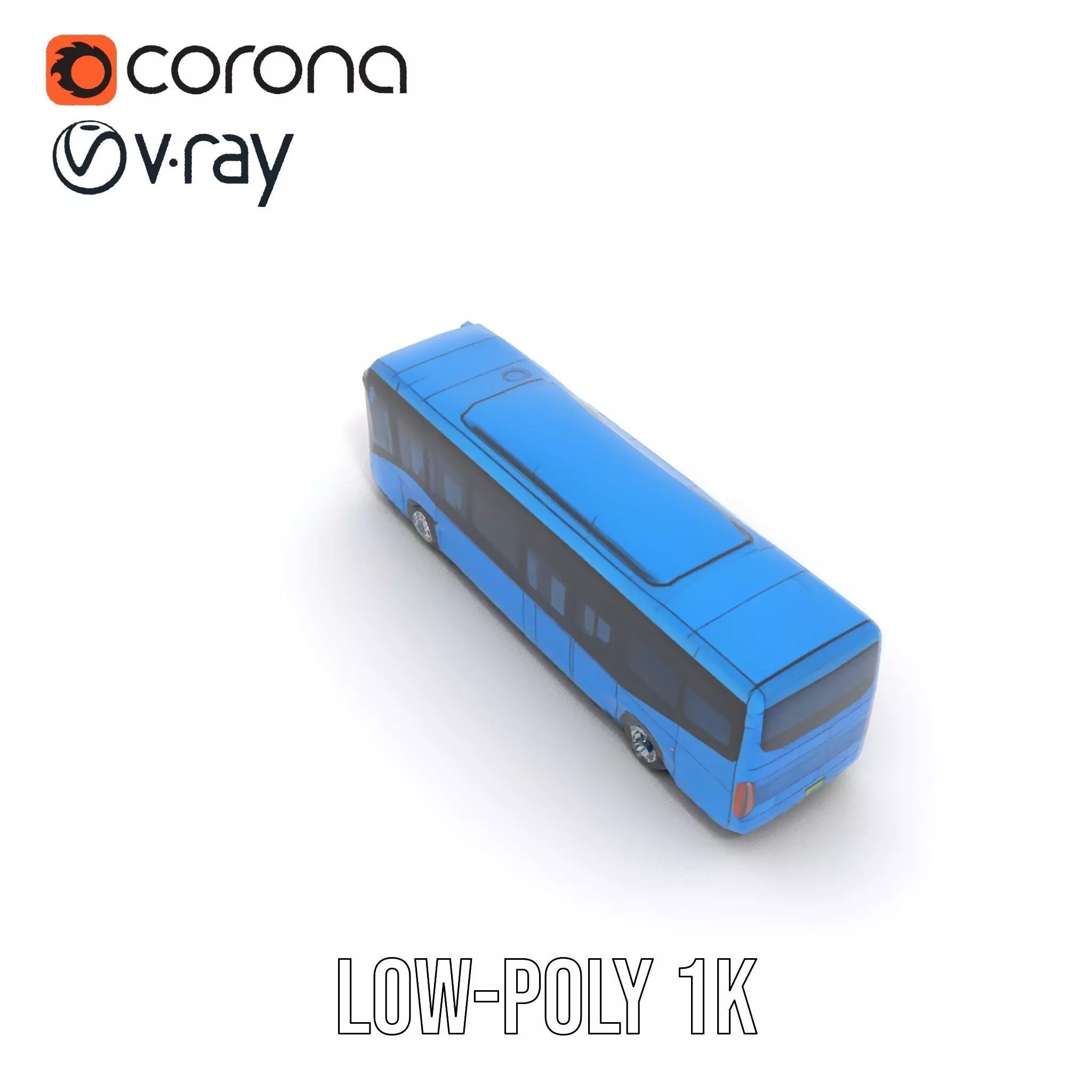 Blue Urban Bus model pack Low-poly 3D model_14