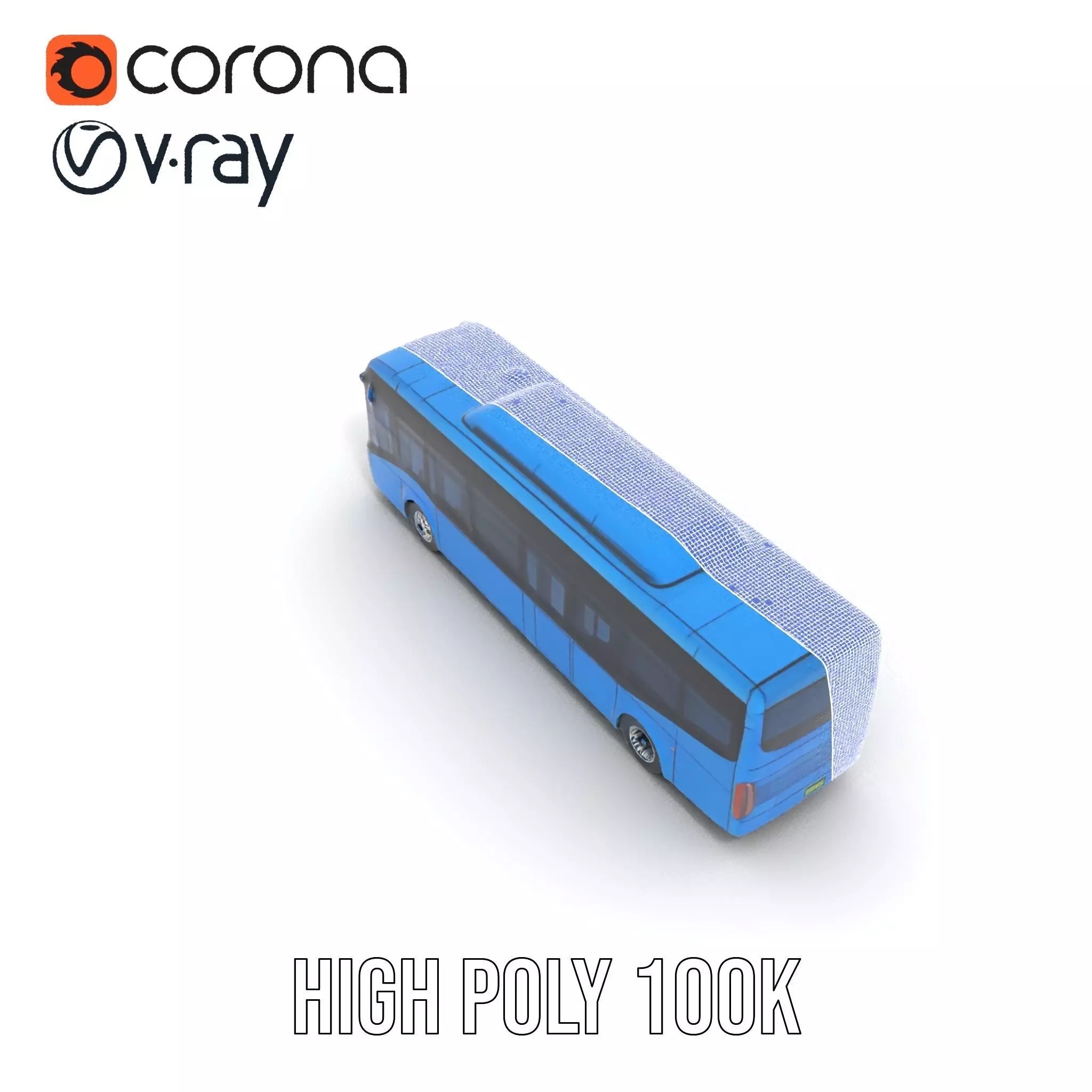 Blue Urban Bus model pack Low-poly 3D model_23