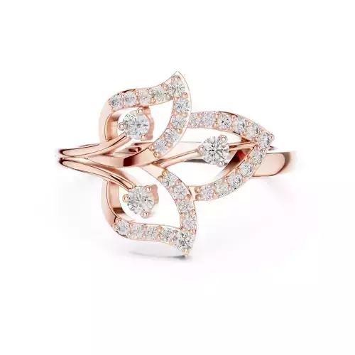 Round Cut Floral Diamond Engagement Wedding Ring 3DM STL Video