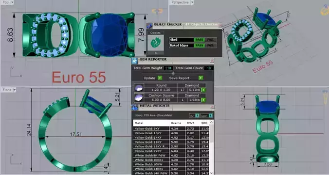 Yellow Gold Diamond Chain stl 3dm Ring Model jr00207