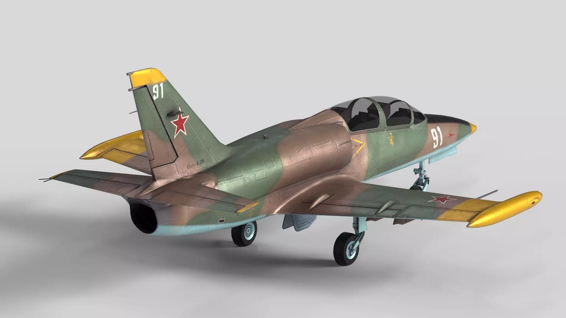 Low Poly Soviet L-39 Albatros Jet Trainer Game Ready 3D Model Low-poly 3D model_4