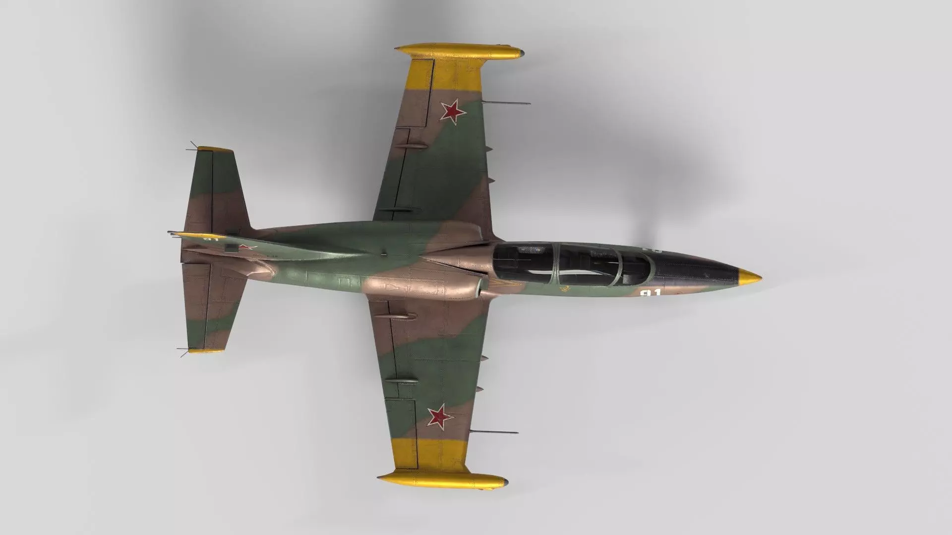 Low Poly Soviet L-39 Albatros Jet Trainer Game Ready 3D Model Low-poly 3D model_7