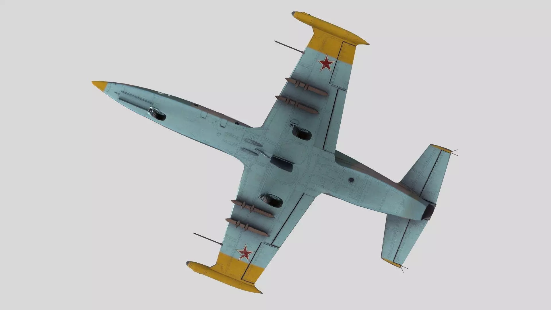 Low Poly Soviet L-39 Albatros Jet Trainer Game Ready 3D Model Low-poly 3D model_10