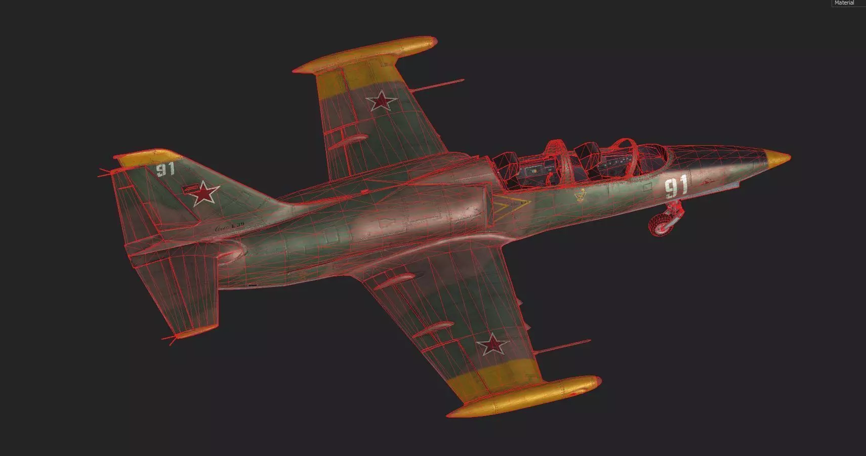 Low Poly Soviet L-39 Albatros Jet Trainer Game Ready 3D Model Low-poly 3D model_12