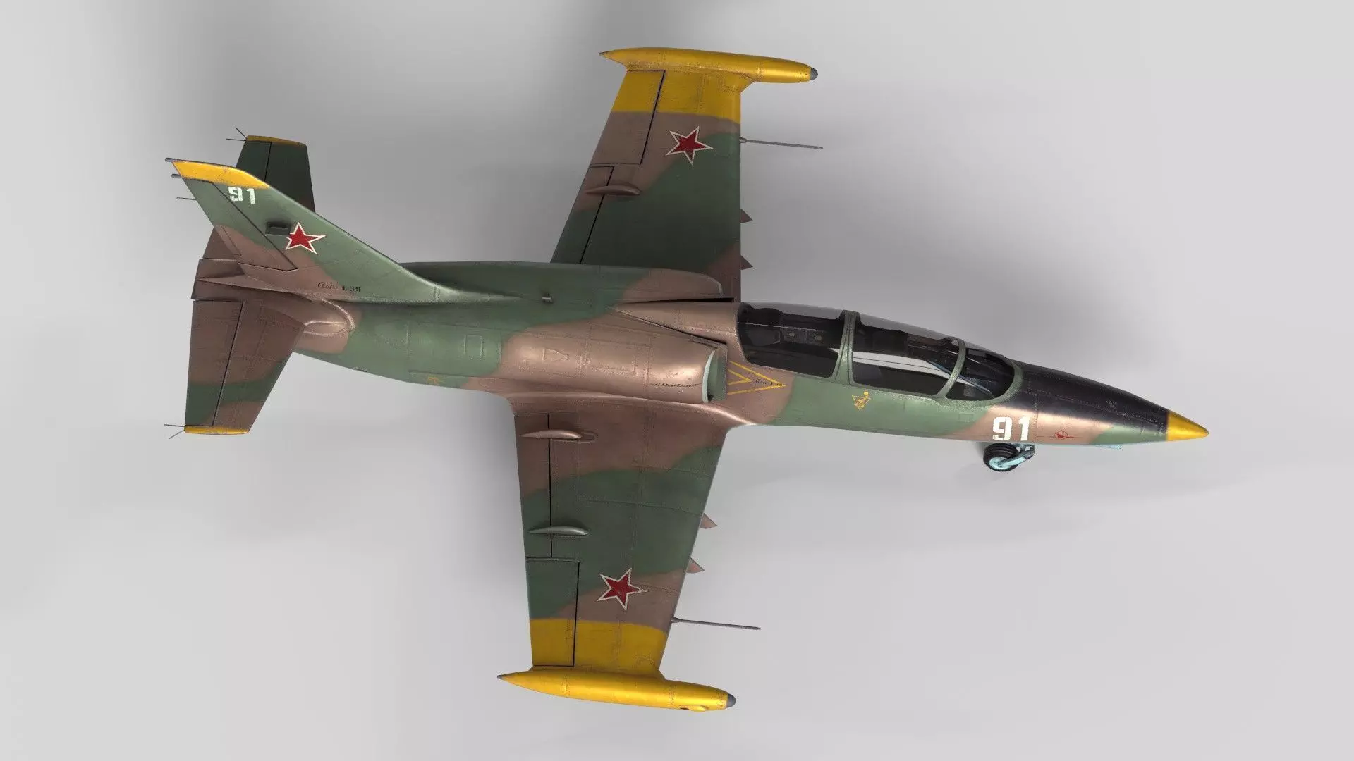 Low Poly Soviet L-39 Albatros Jet Trainer Game Ready 3D Model Low-poly 3D model_2