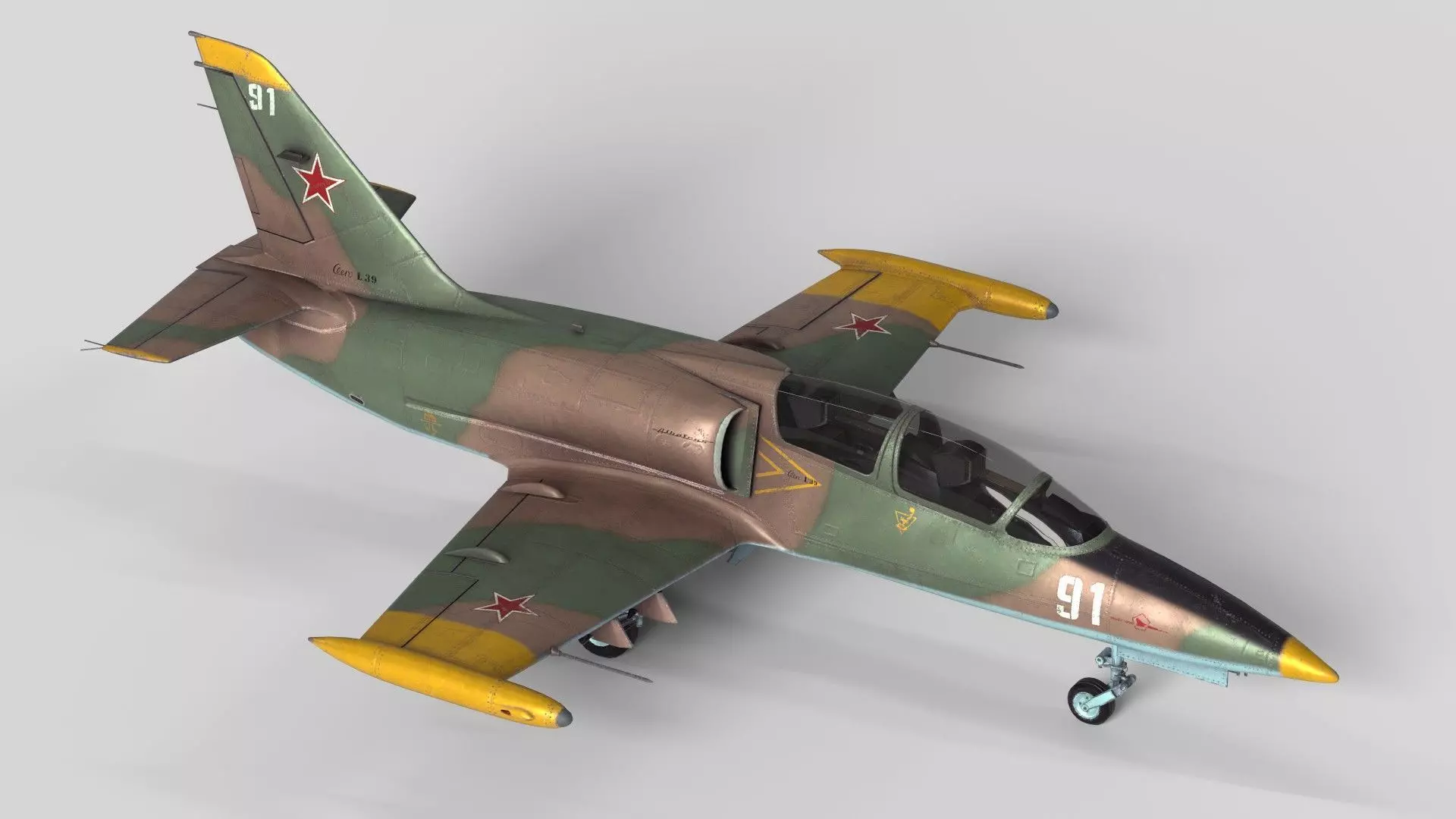 Low Poly Soviet L-39 Albatros Jet Trainer Game Ready 3D Model Low-poly 3D model_1