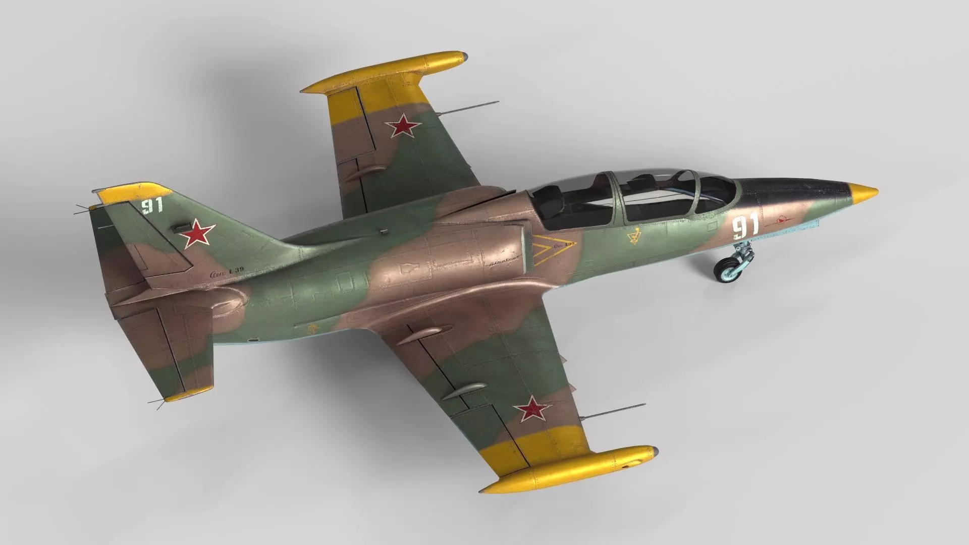 Low Poly Soviet L-39 Albatros Jet Trainer Game Ready 3D Model Low-poly 3D model_9