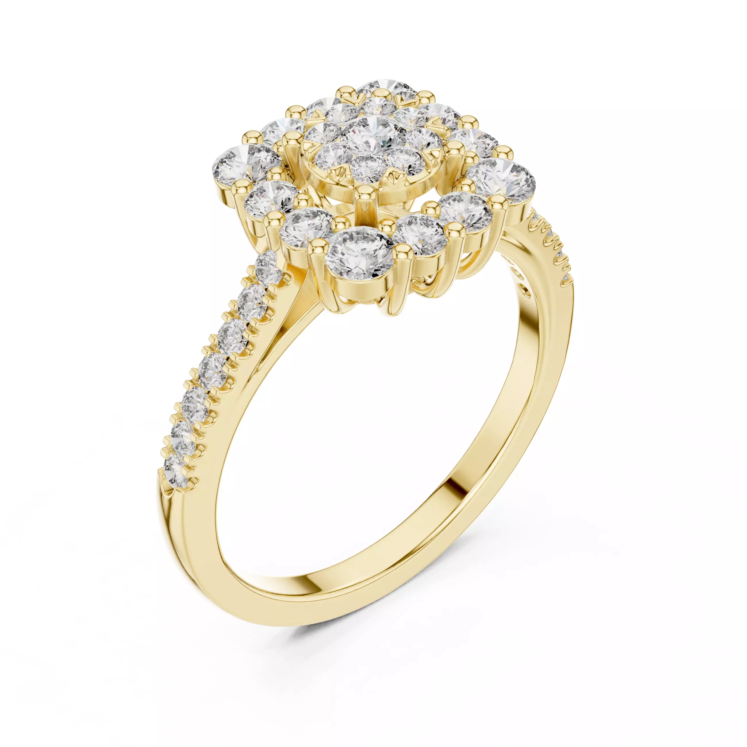 Round Cut Cushion Shape Engagement Wedding Ring 3DM STL Video 3D print model_7
