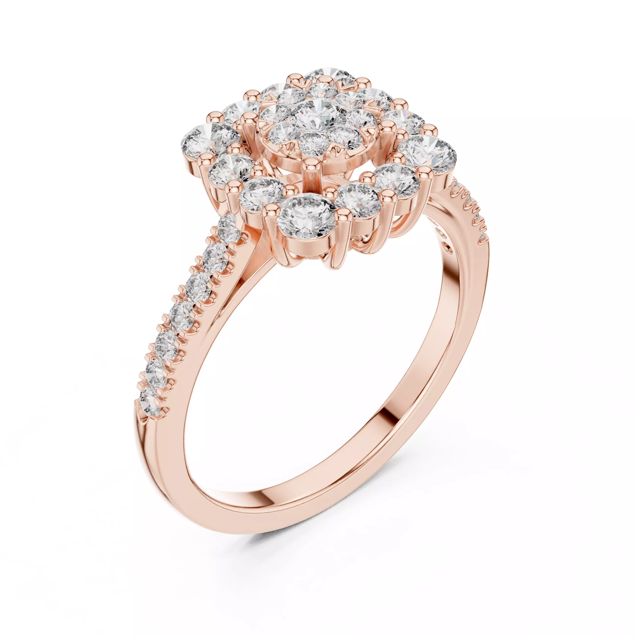 Round Cut Cushion Shape Engagement Wedding Ring 3DM STL Video 3D print model_4