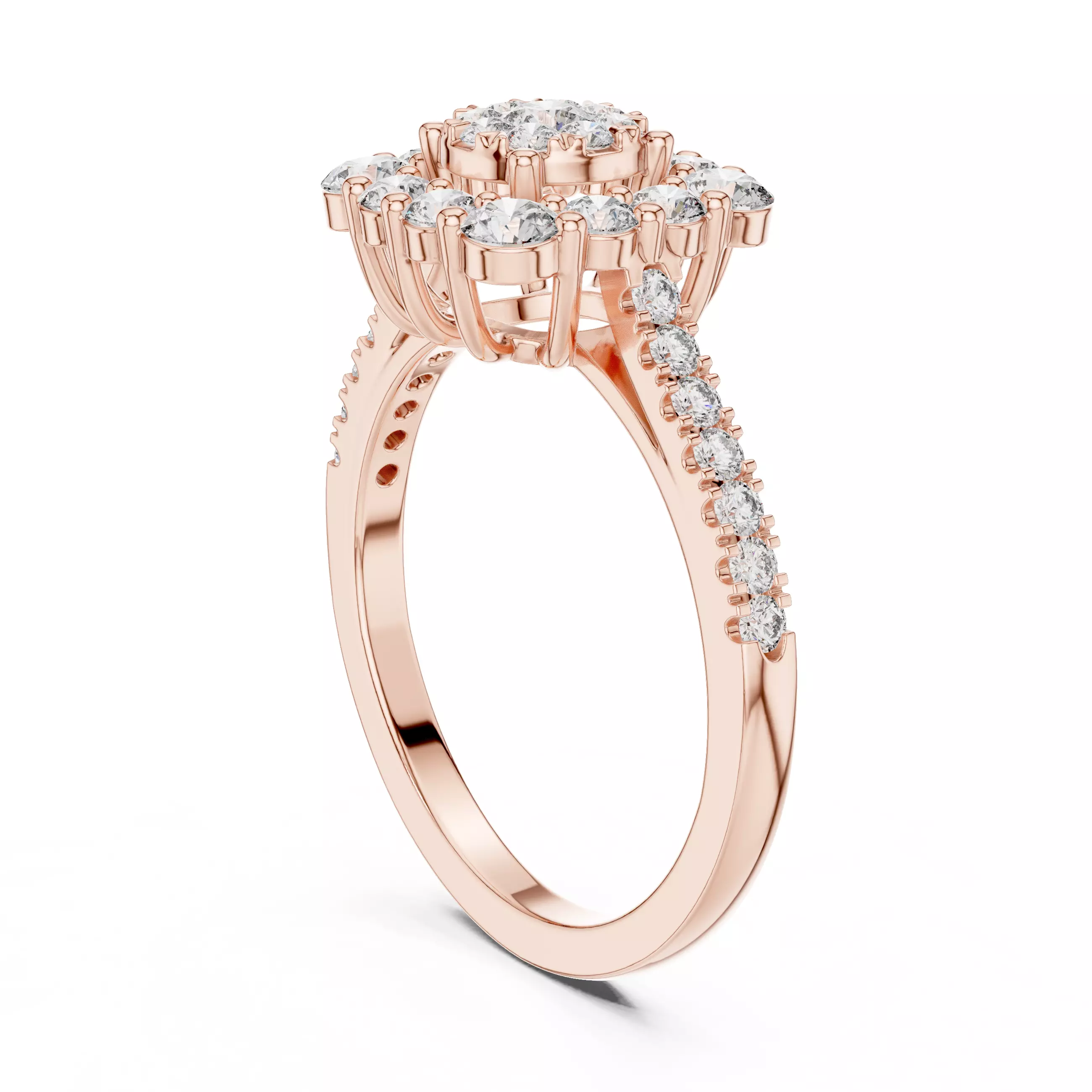 Round Cut Cushion Shape Engagement Wedding Ring 3DM STL Video 3D print model_3