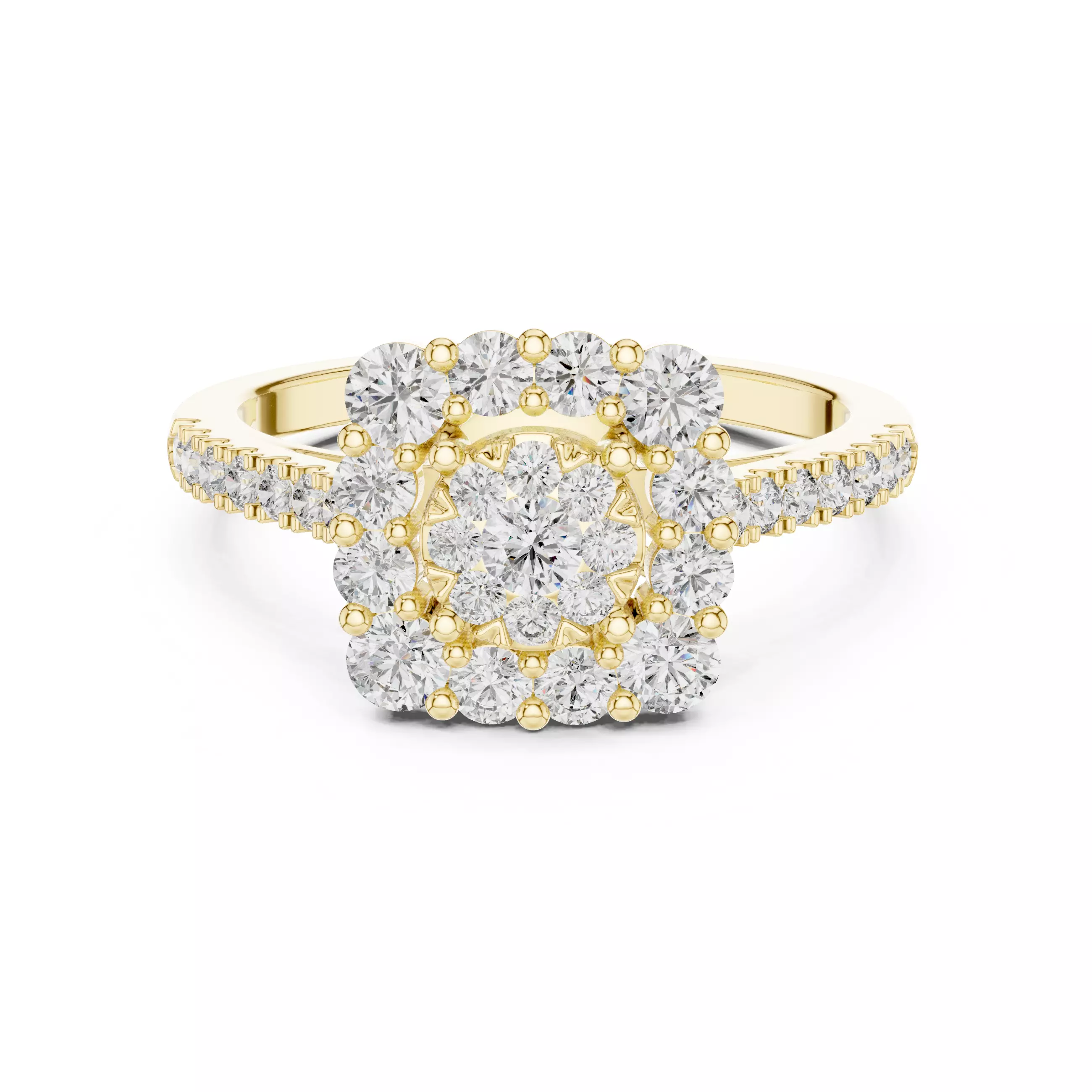 Round Cut Cushion Shape Engagement Wedding Ring 3DM STL Video 3D print model_1