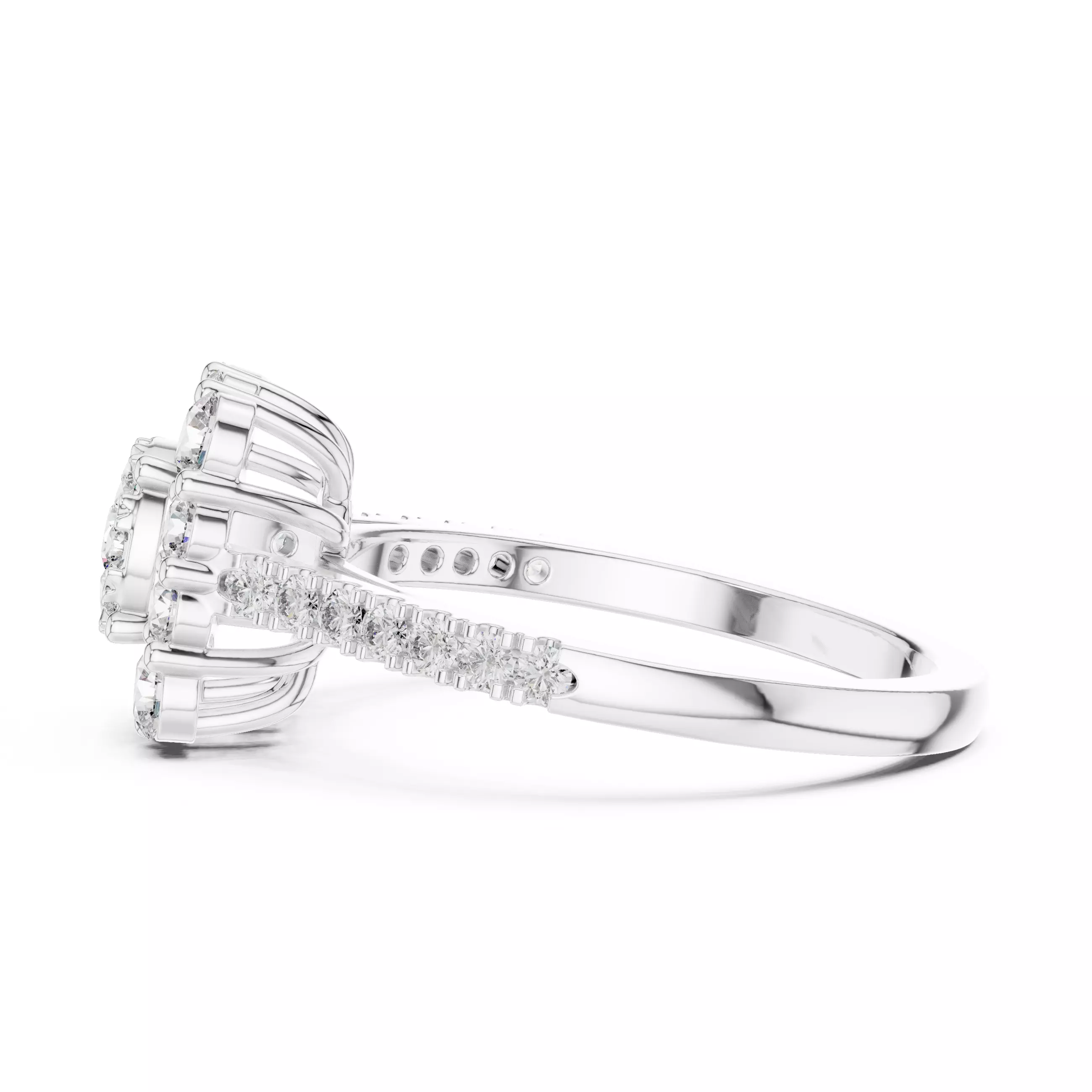 Round Cut Cushion Shape Engagement Wedding Ring 3DM STL Video 3D print model_11