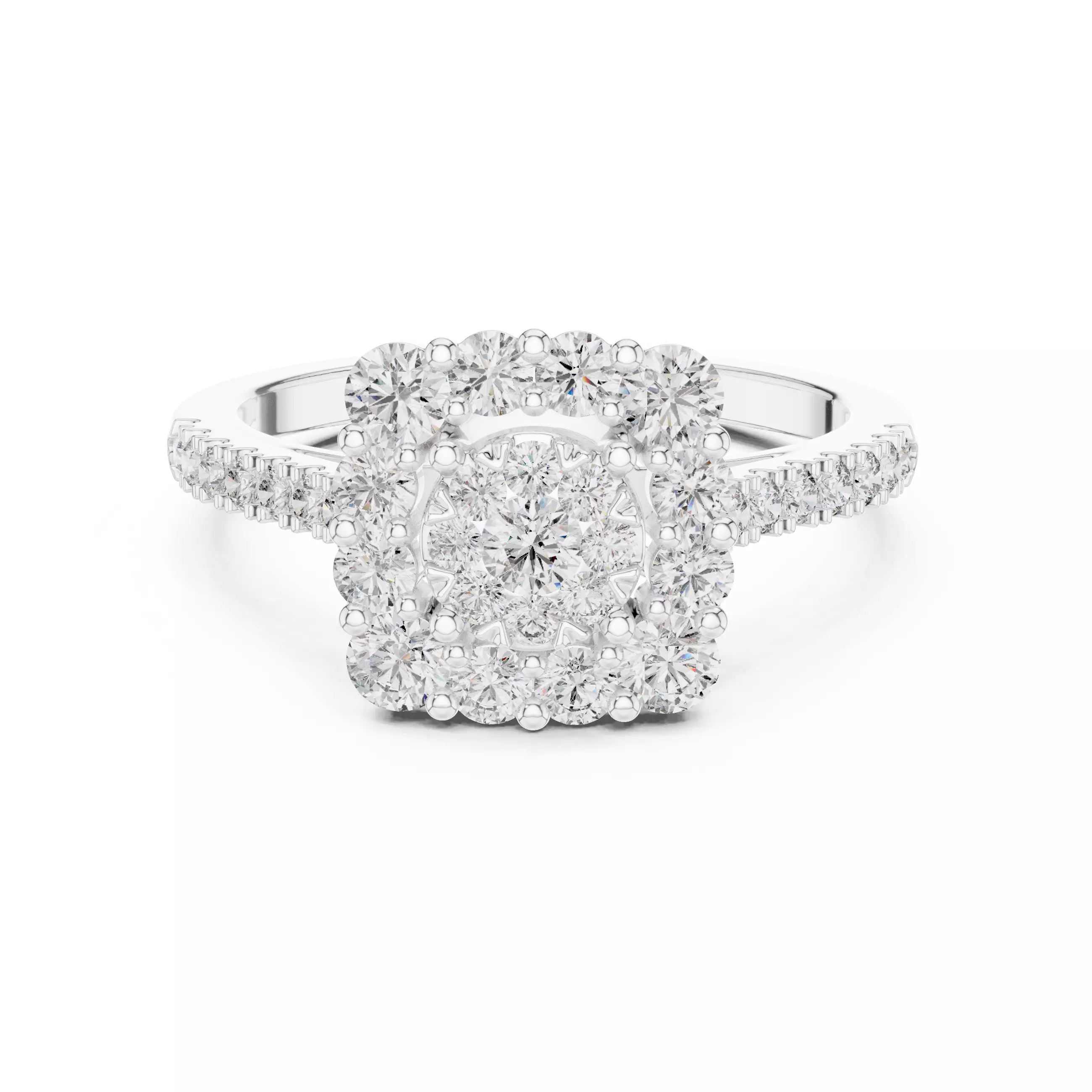 Round Cut Cushion Shape Engagement Wedding Ring 3DM STL Video 3D print model_2