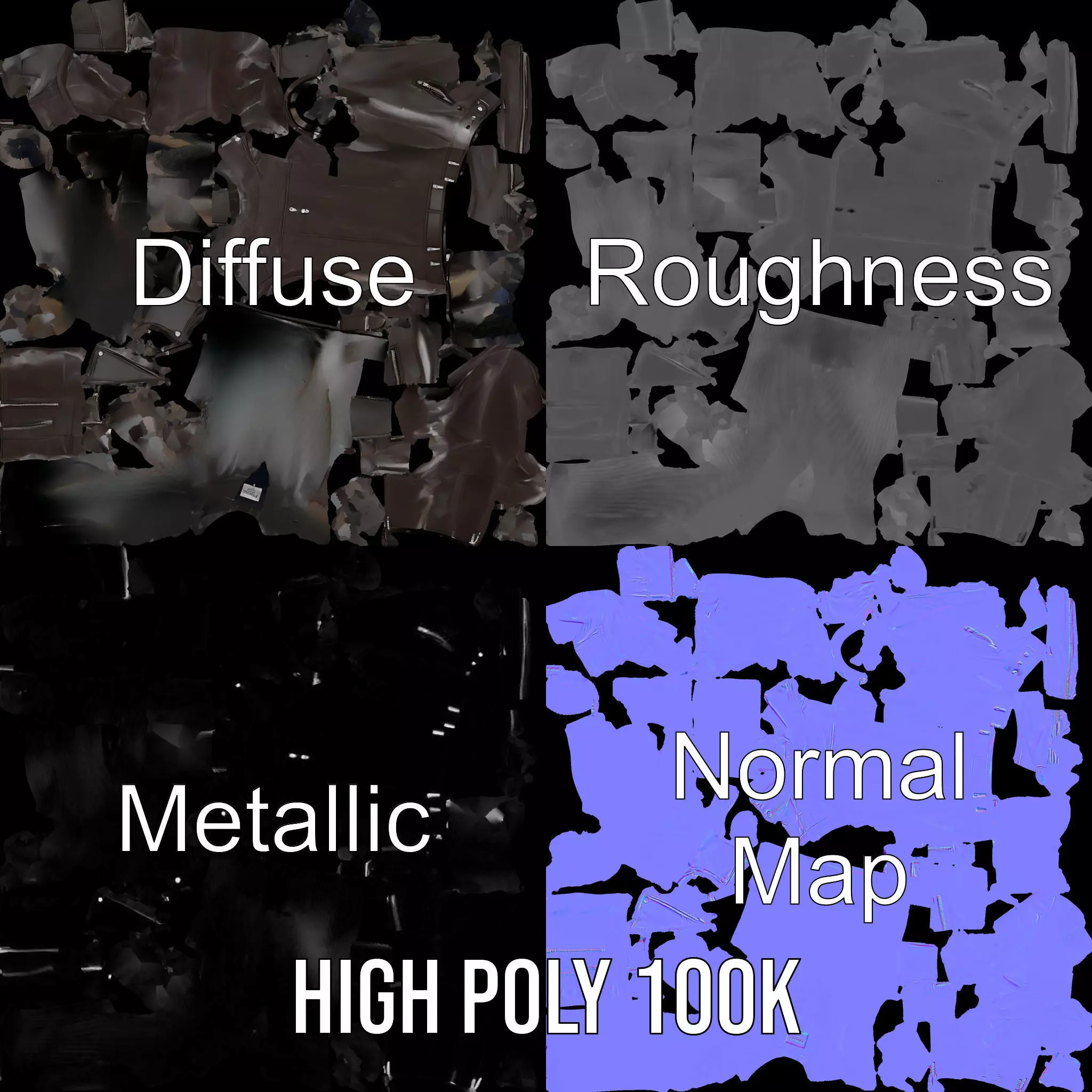 Classic Leather Jacket model pack Low-poly 3D model_3