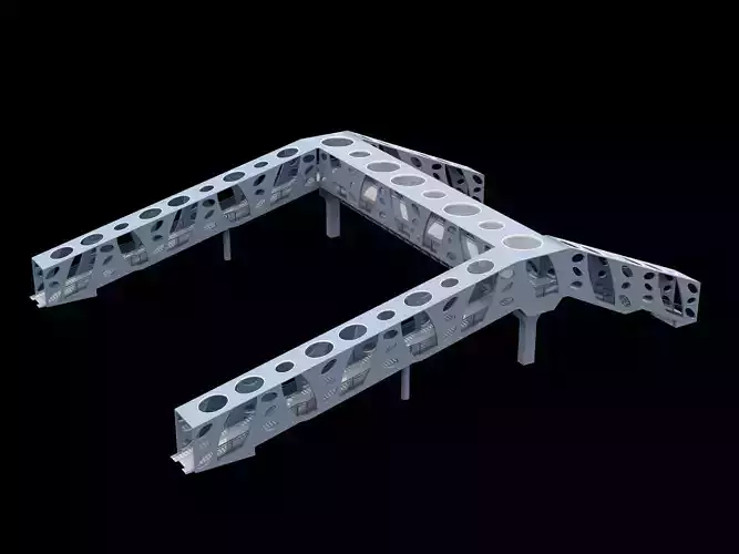 modern curved pedestrian bridge 3D model