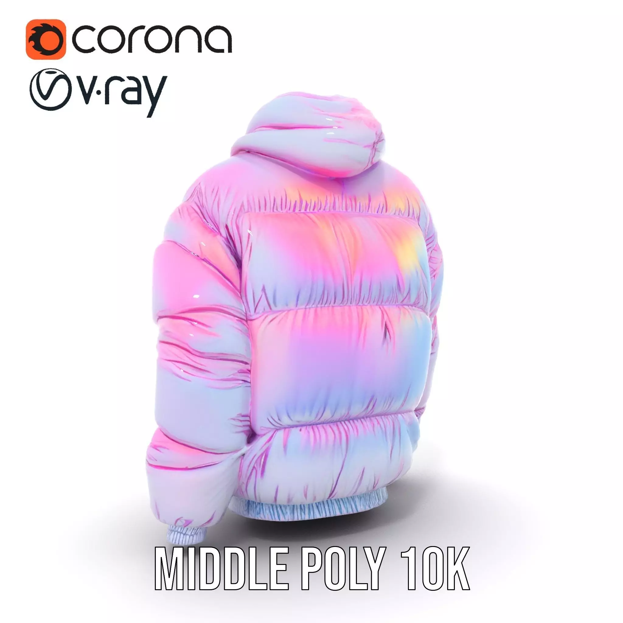 Iridescent Puffer Jacket model pack Low-poly 3D model_13