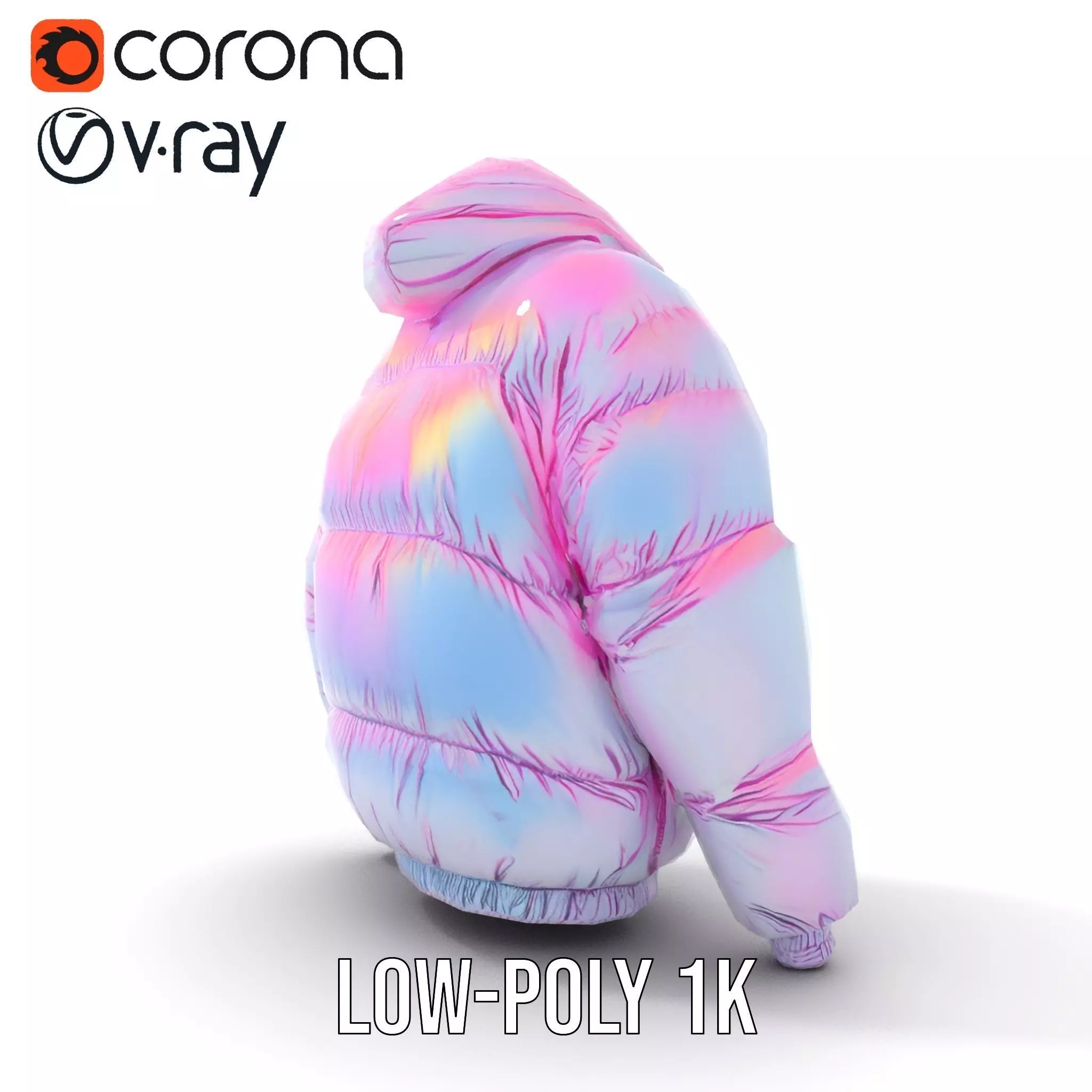 Iridescent Puffer Jacket model pack Low-poly 3D model_8