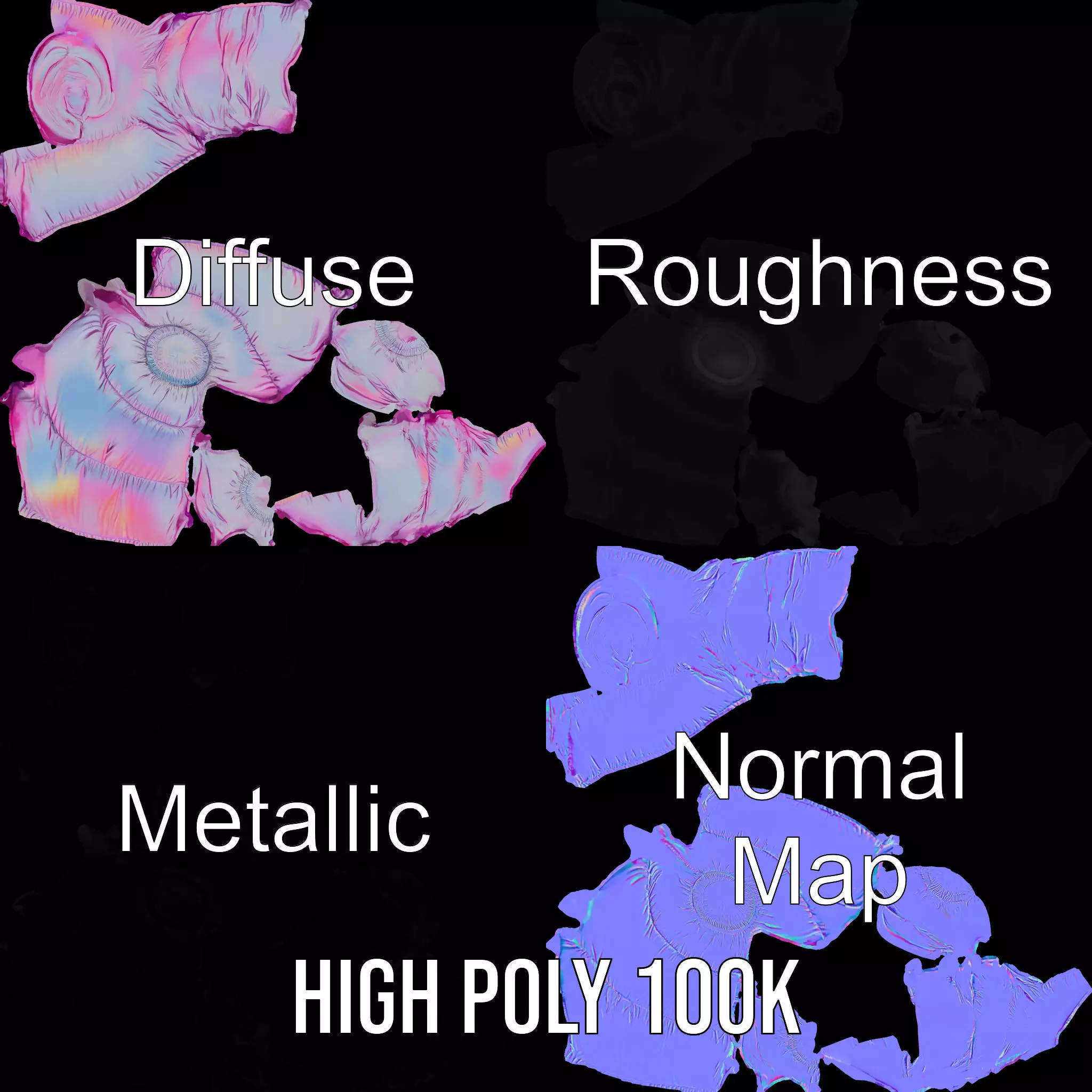 Iridescent Puffer Jacket model pack Low-poly 3D model_3