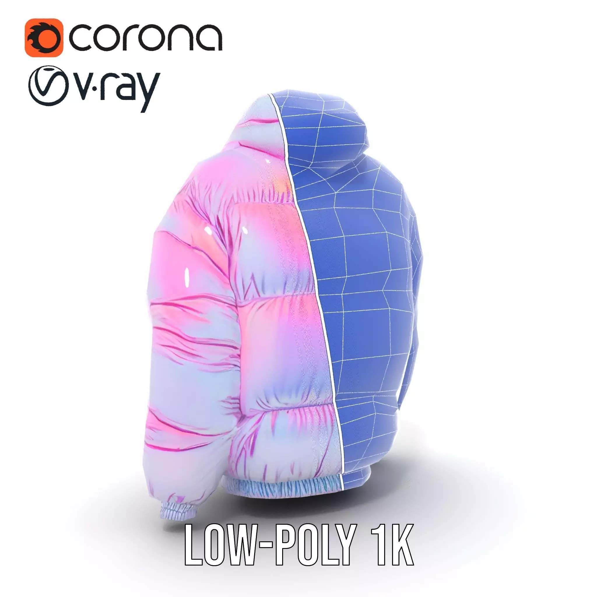 Iridescent Puffer Jacket model pack Low-poly 3D model_30