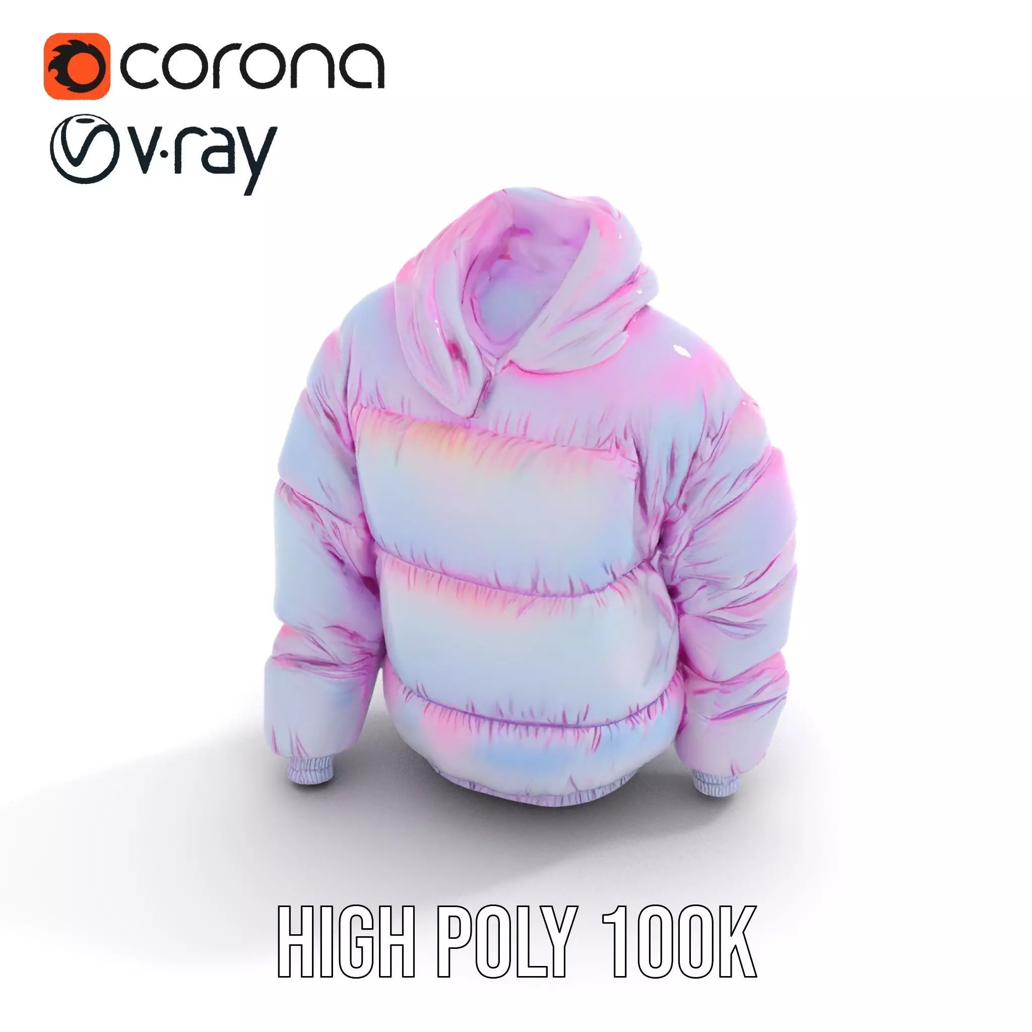 Iridescent Puffer Jacket model pack Low-poly 3D model_9