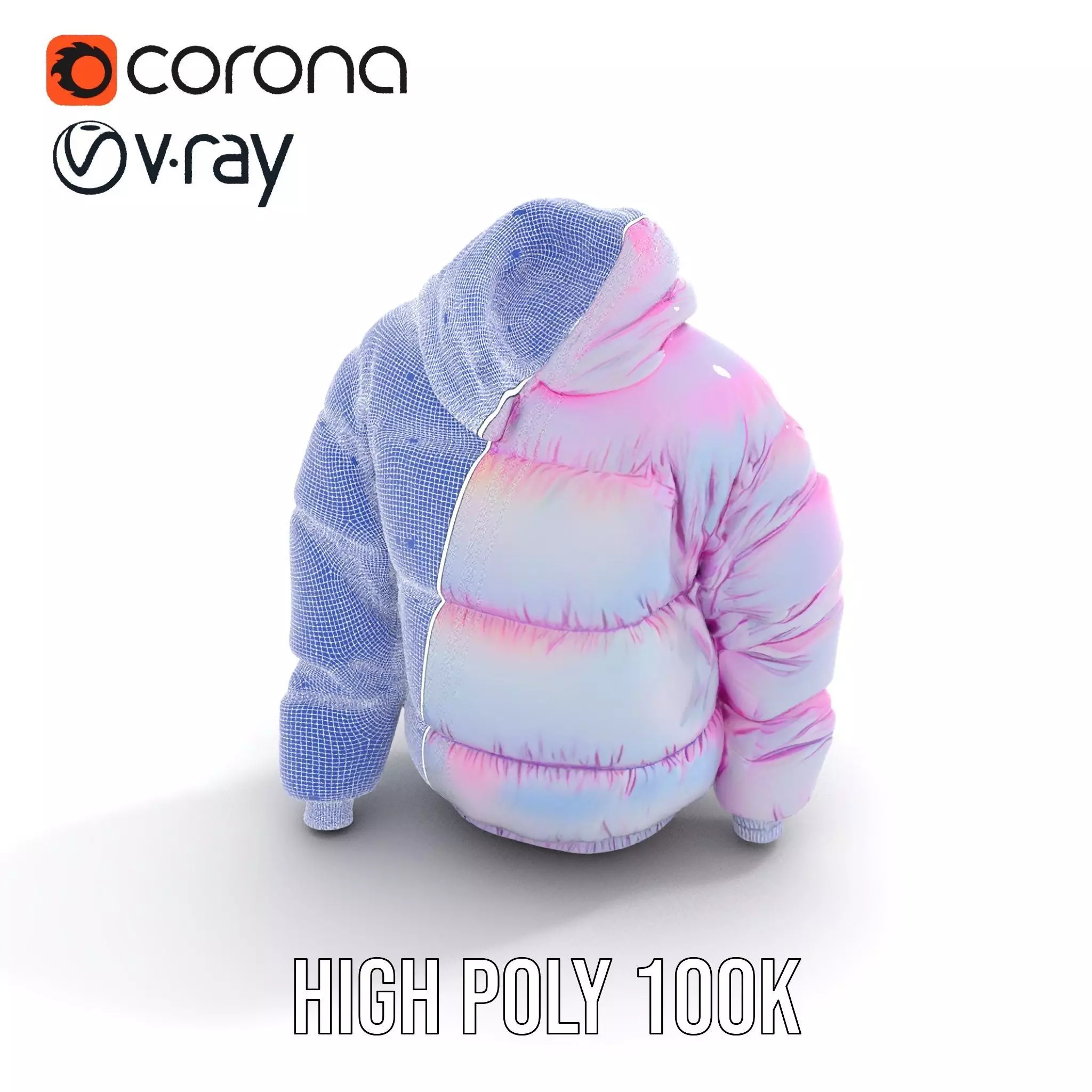 Iridescent Puffer Jacket model pack Low-poly 3D model_31