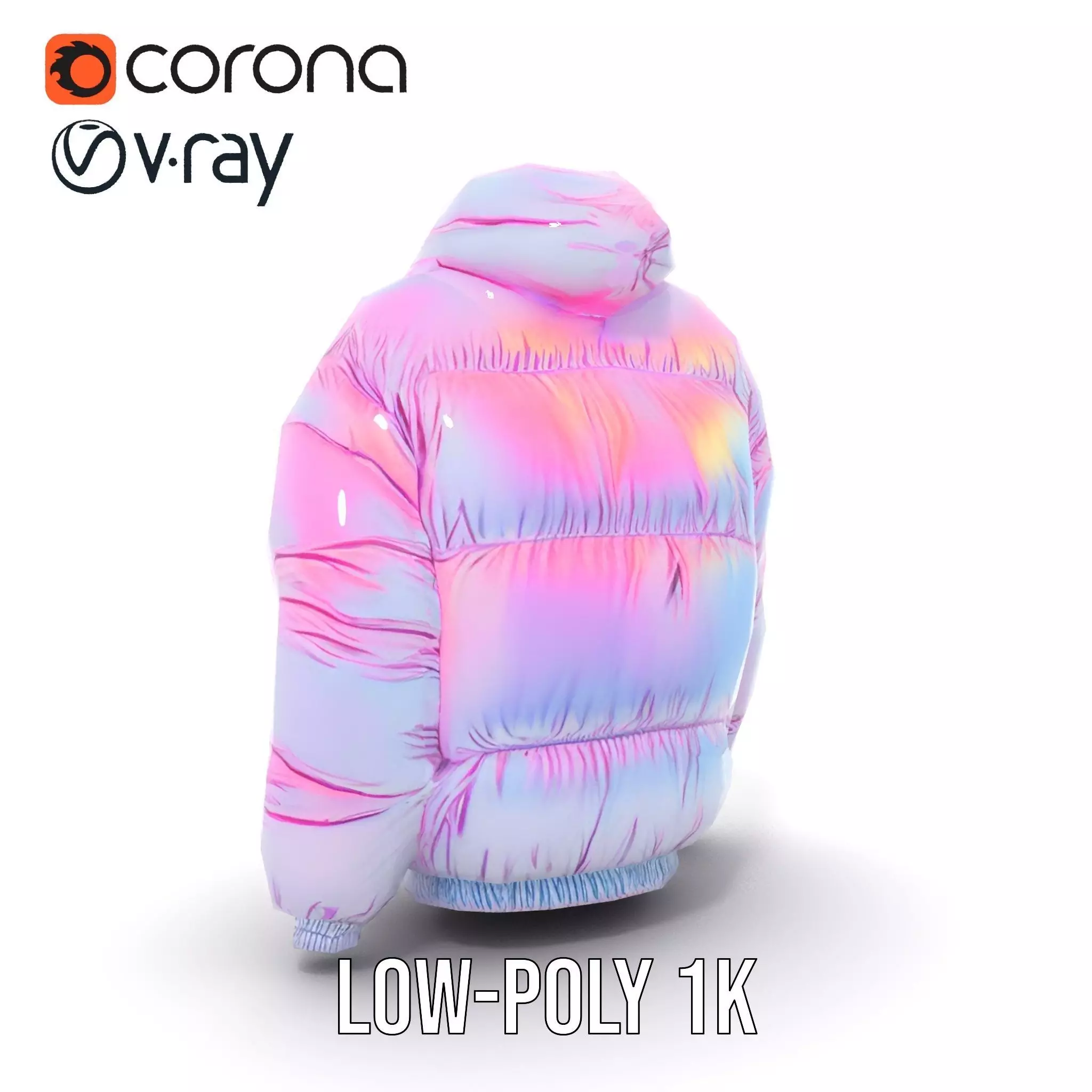 Iridescent Puffer Jacket model pack Low-poly 3D model_14