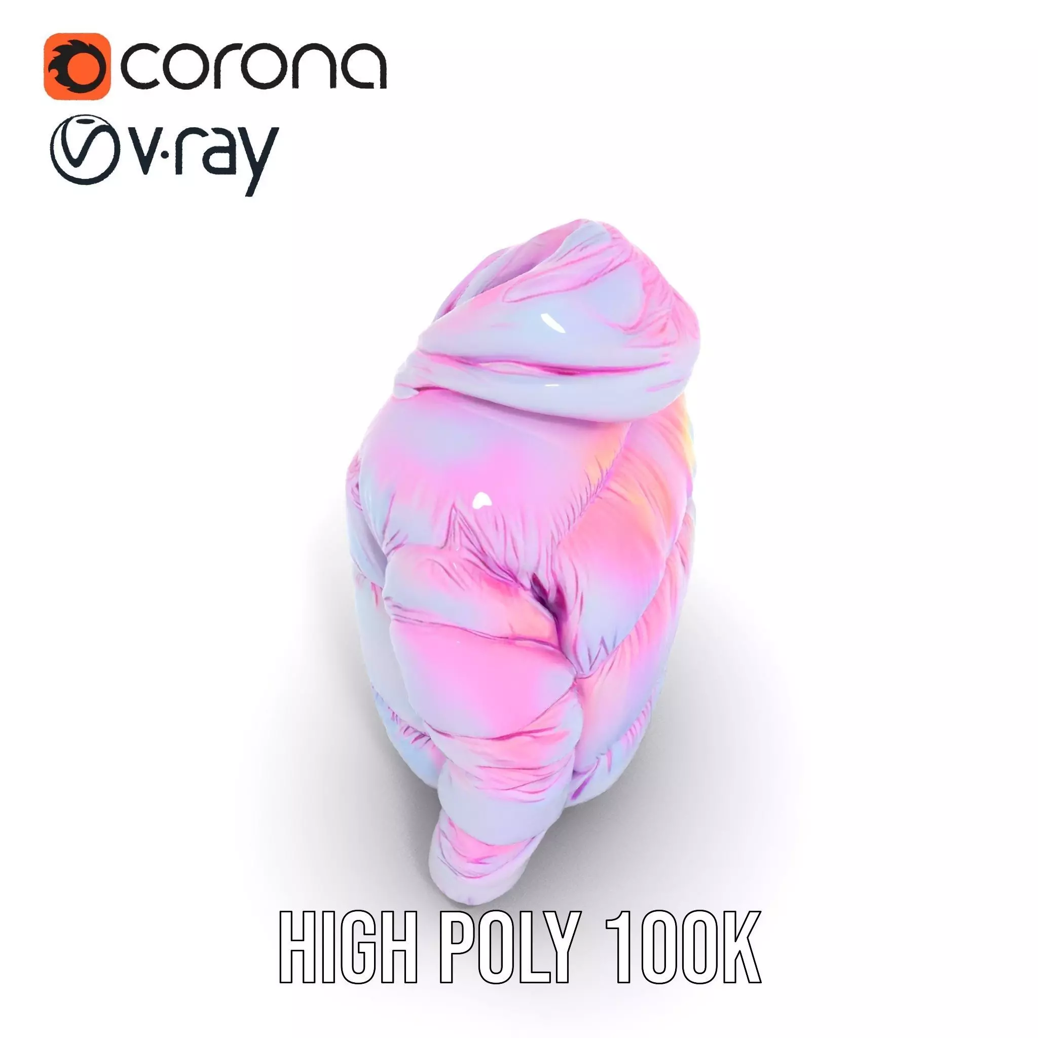 Iridescent Puffer Jacket model pack Low-poly 3D model_18