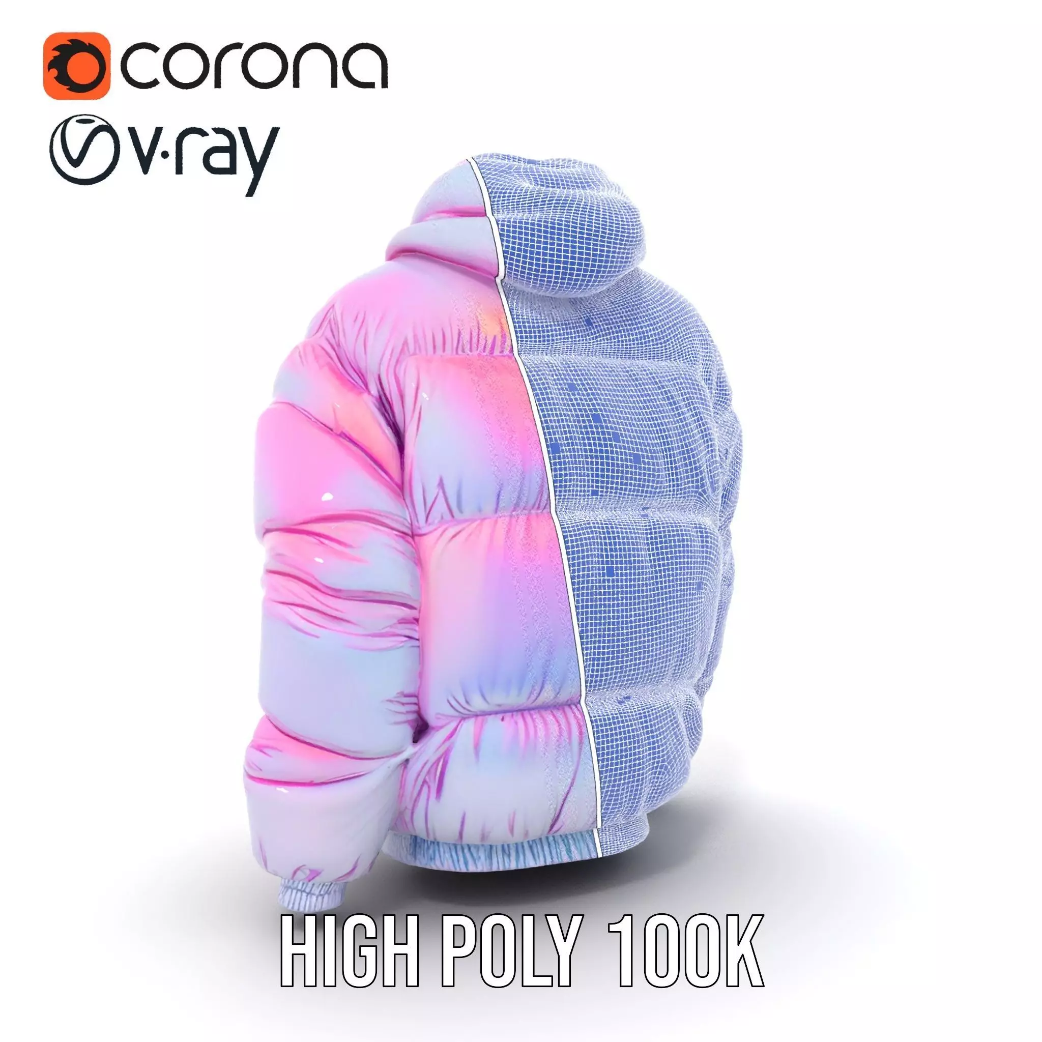 Iridescent Puffer Jacket model pack Low-poly 3D model_34