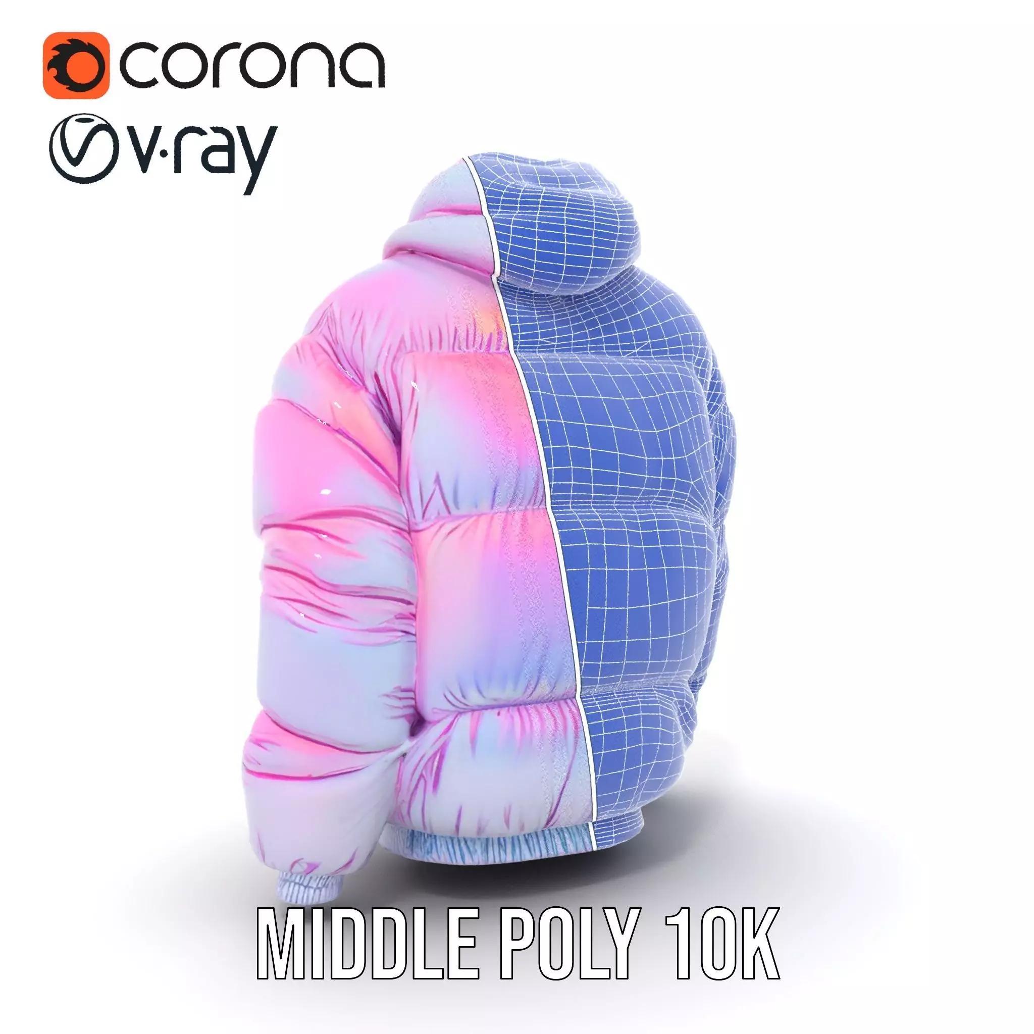 Iridescent Puffer Jacket model pack Low-poly 3D model_24