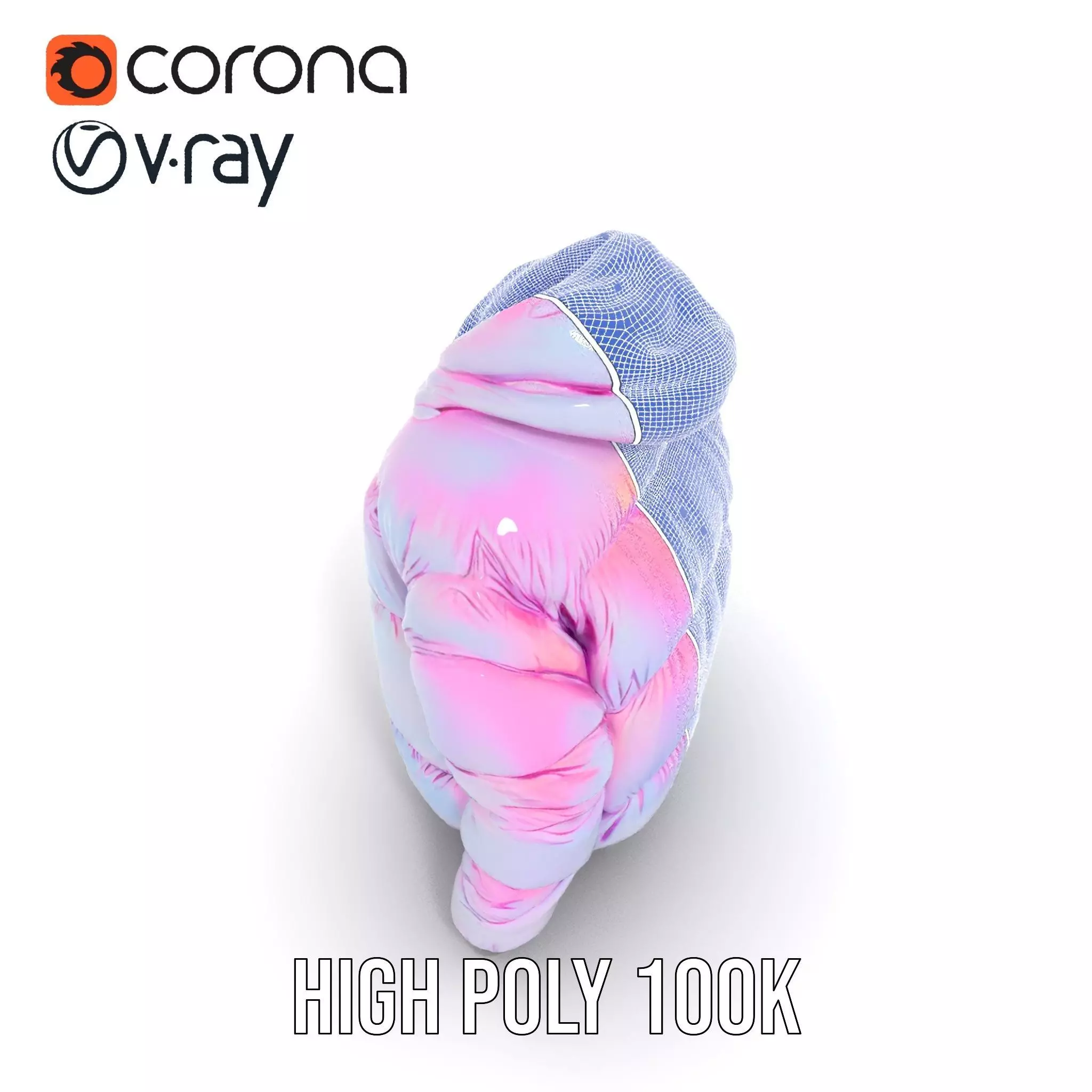 Iridescent Puffer Jacket model pack Low-poly 3D model_33
