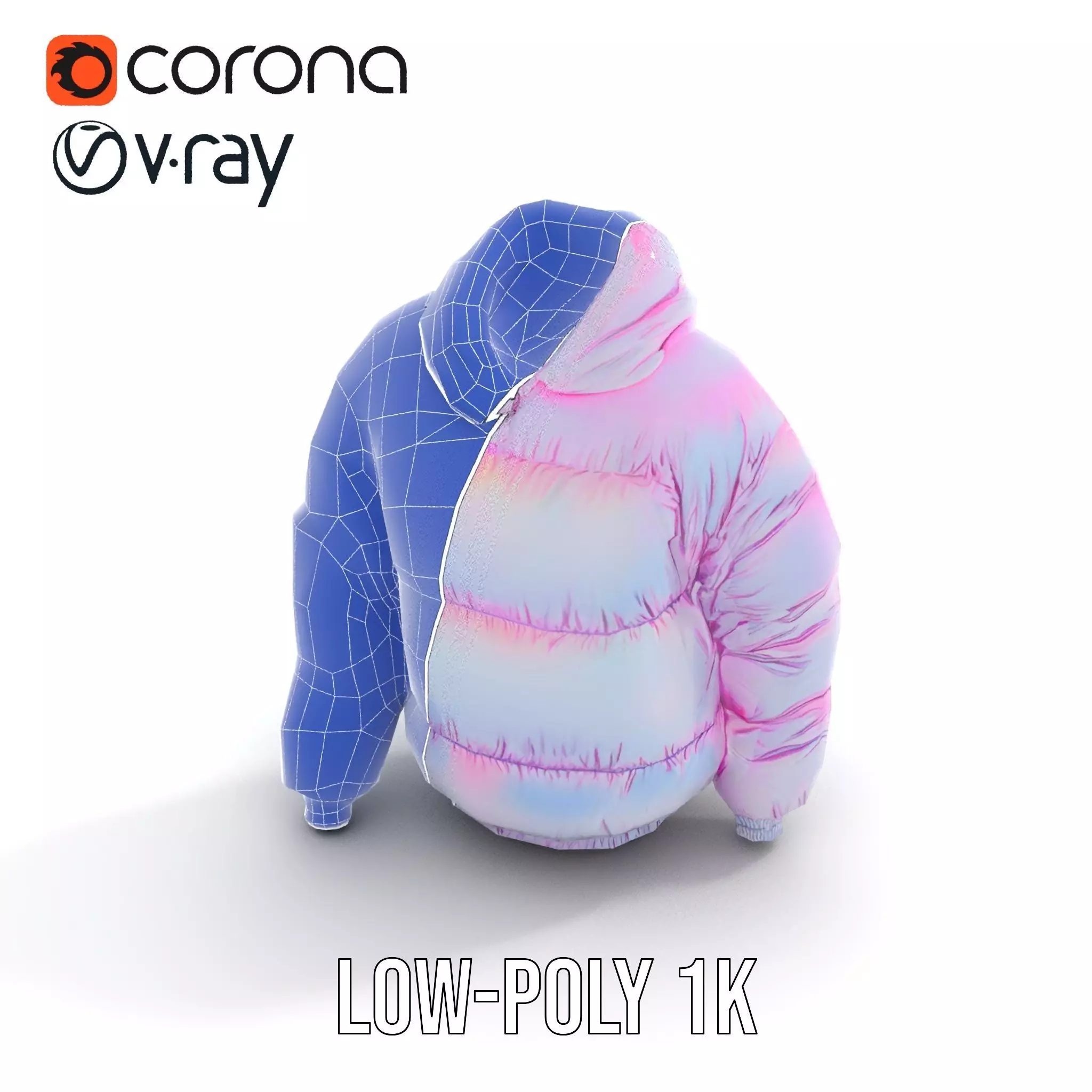 Iridescent Puffer Jacket model pack Low-poly 3D model_27