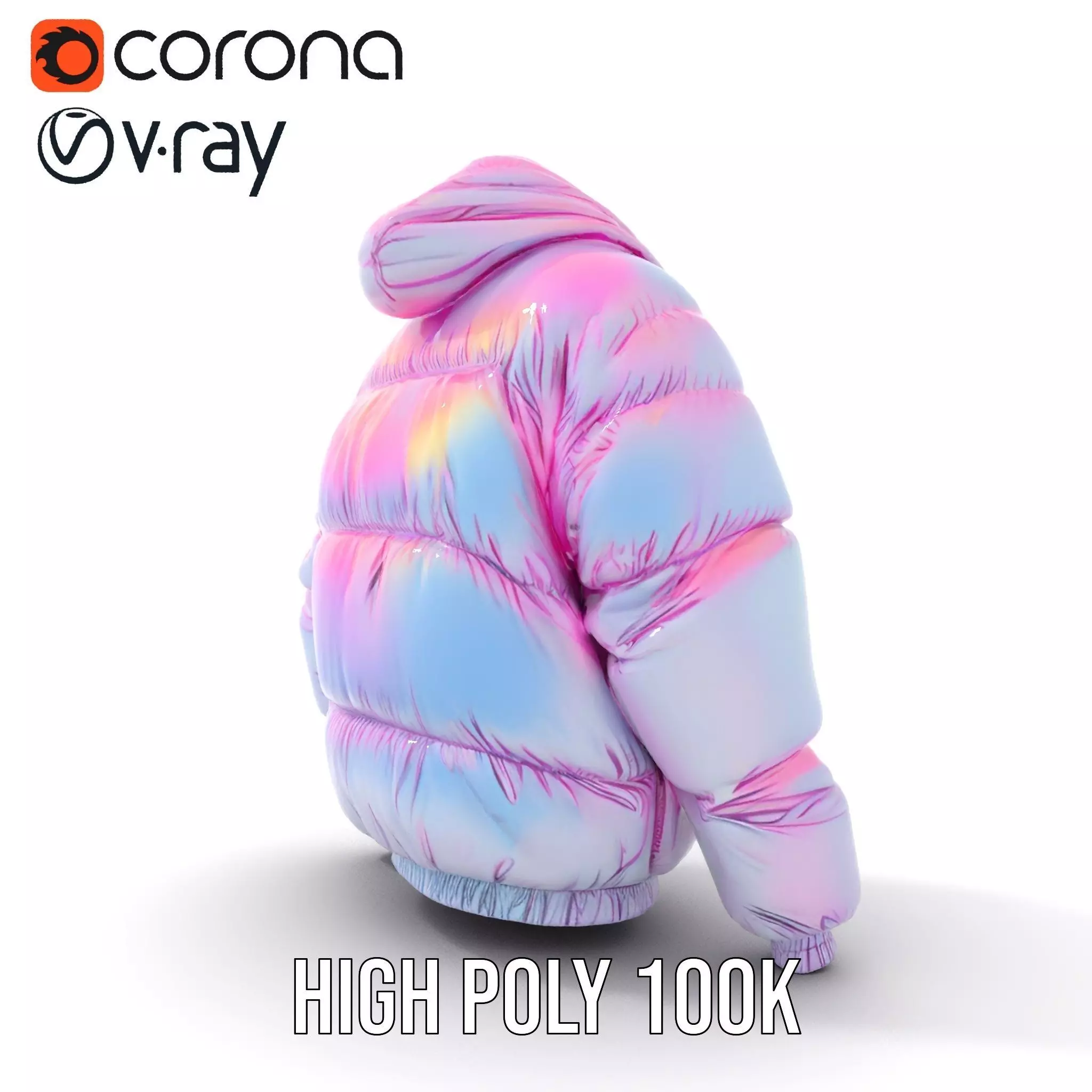 Iridescent Puffer Jacket model pack Low-poly 3D model_23